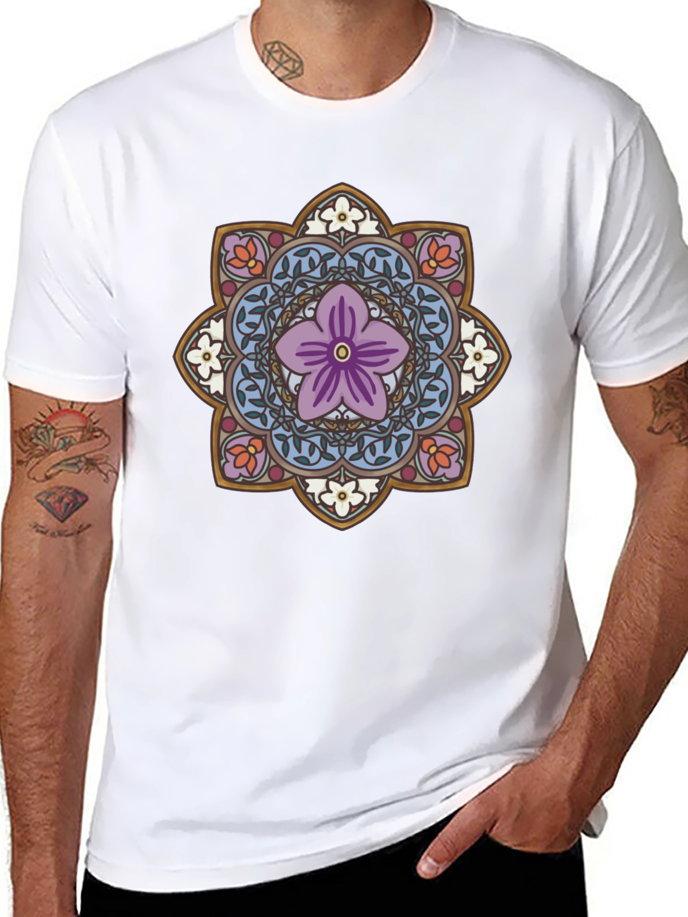 Floral Mandala Graphic Tee - Black