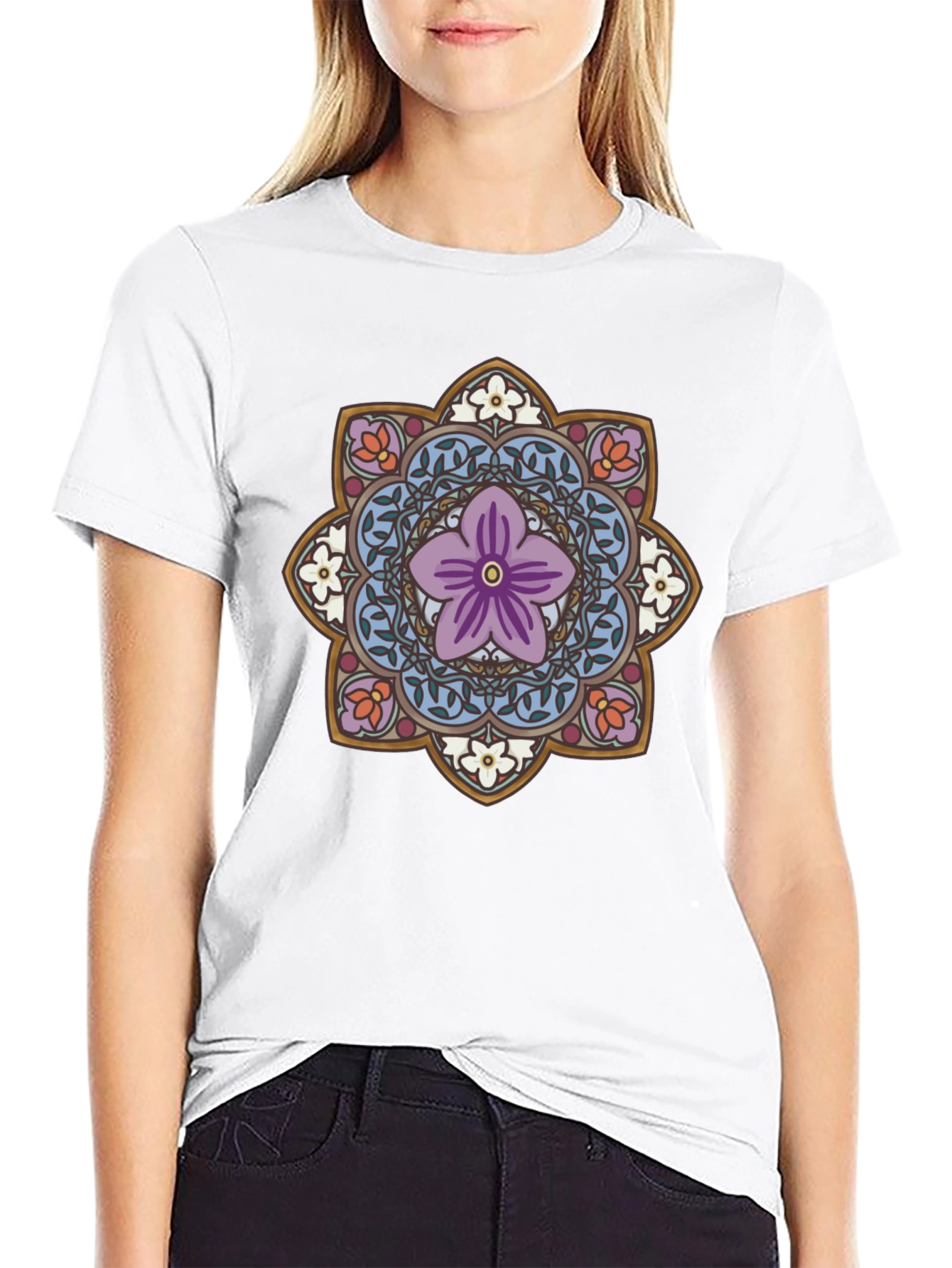 Floral Mandala Graphic Tee - Black