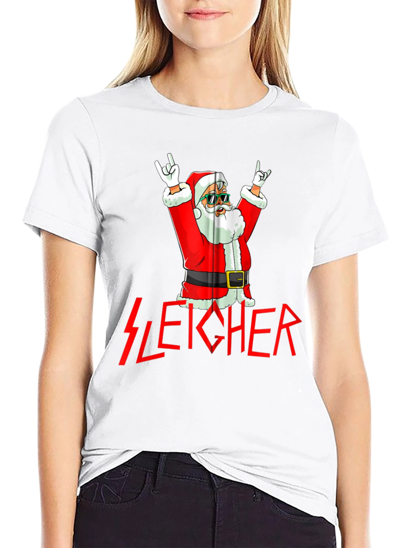 Sleicher Santa Rock T-Shirt - Holiday Metal Tee