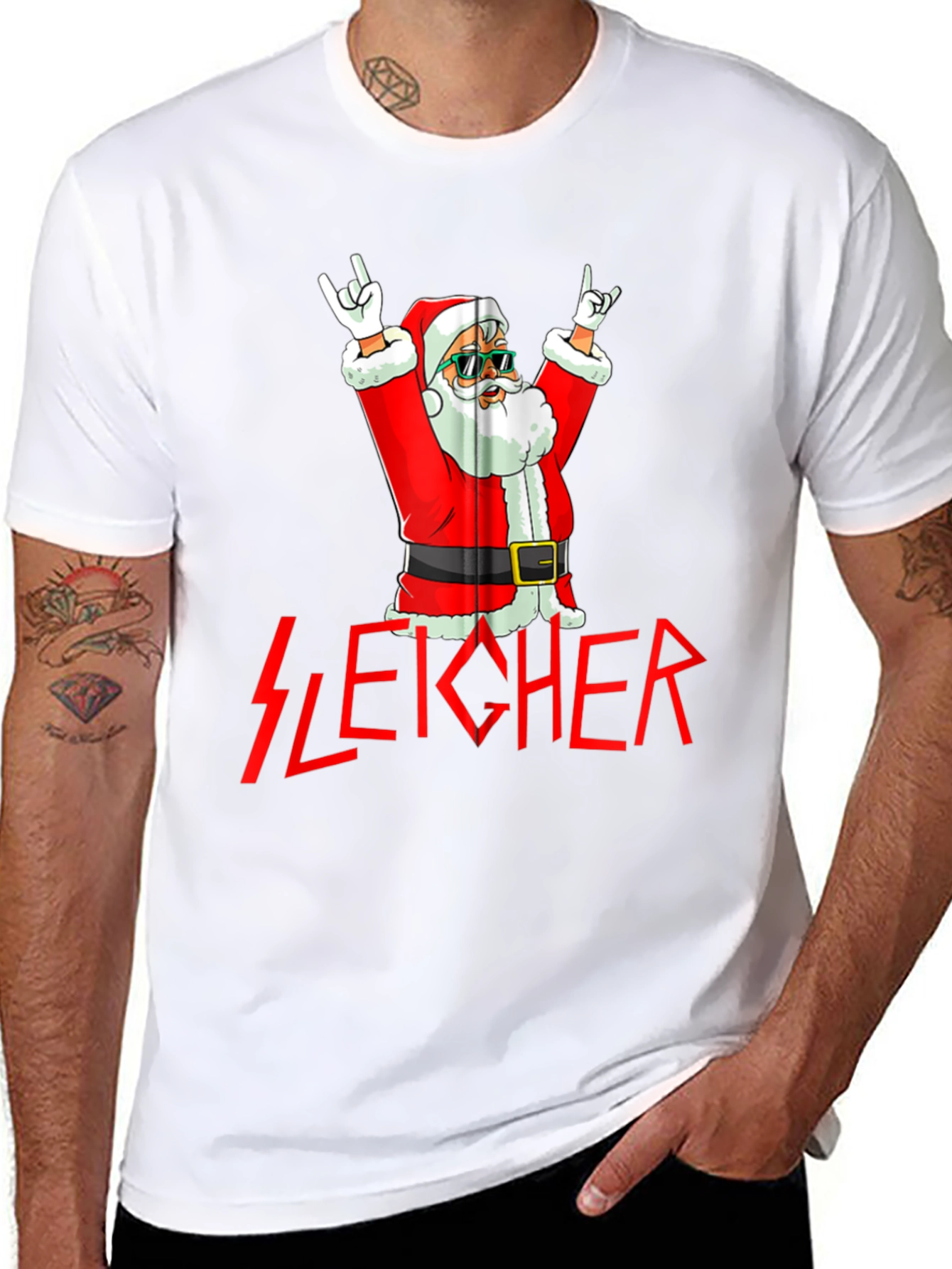 Sleicher Santa Rock T-Shirt - Holiday Metal Tee