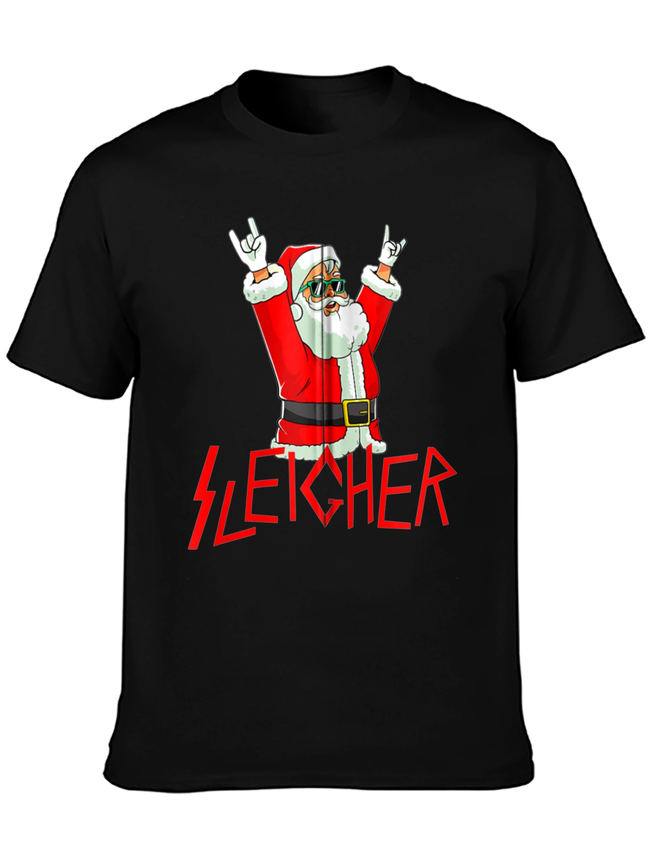Sleicher Santa Rock T-Shirt - Holiday Metal Tee