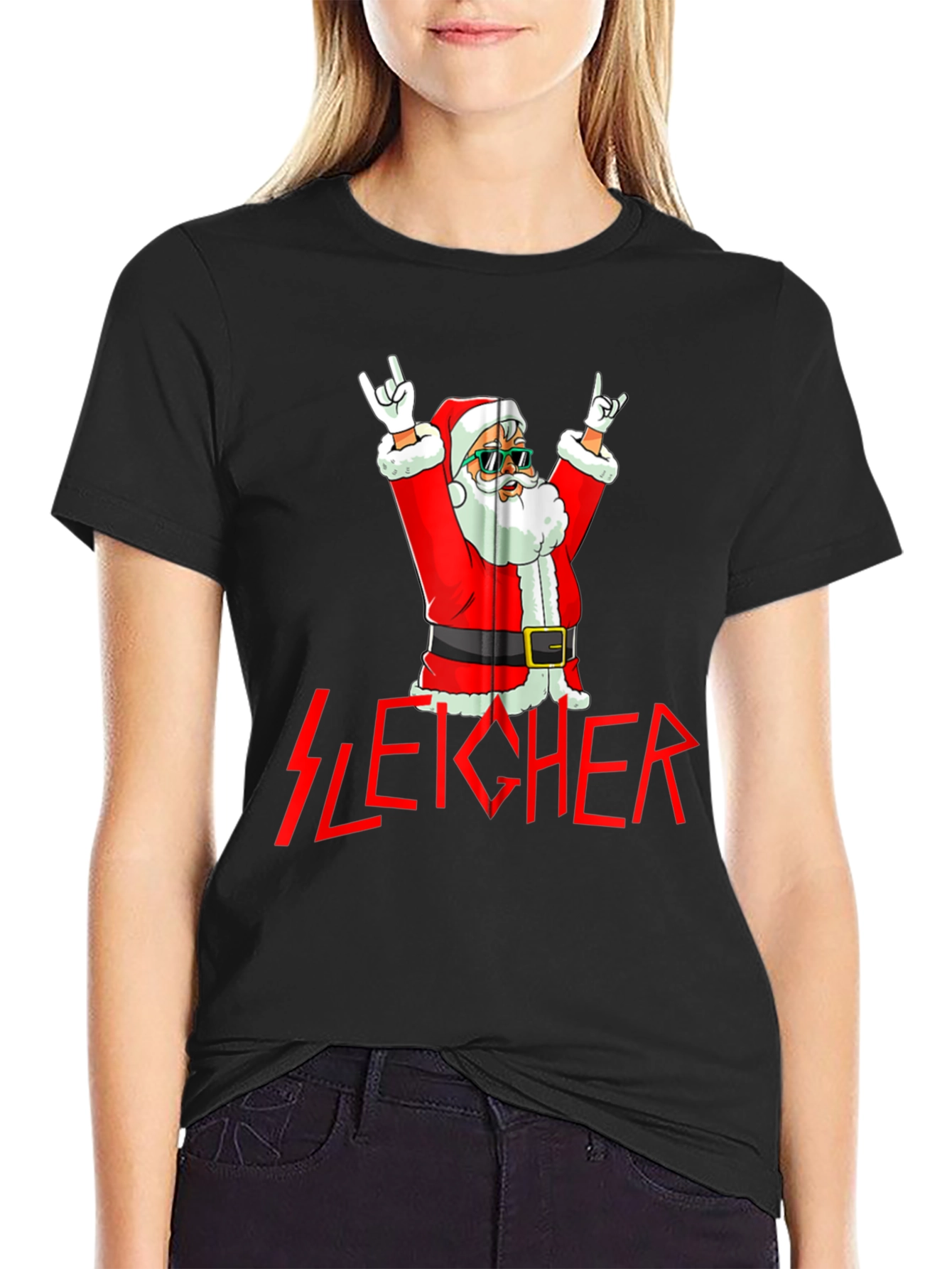 Sleicher Santa Rock T-Shirt - Holiday Metal Tee