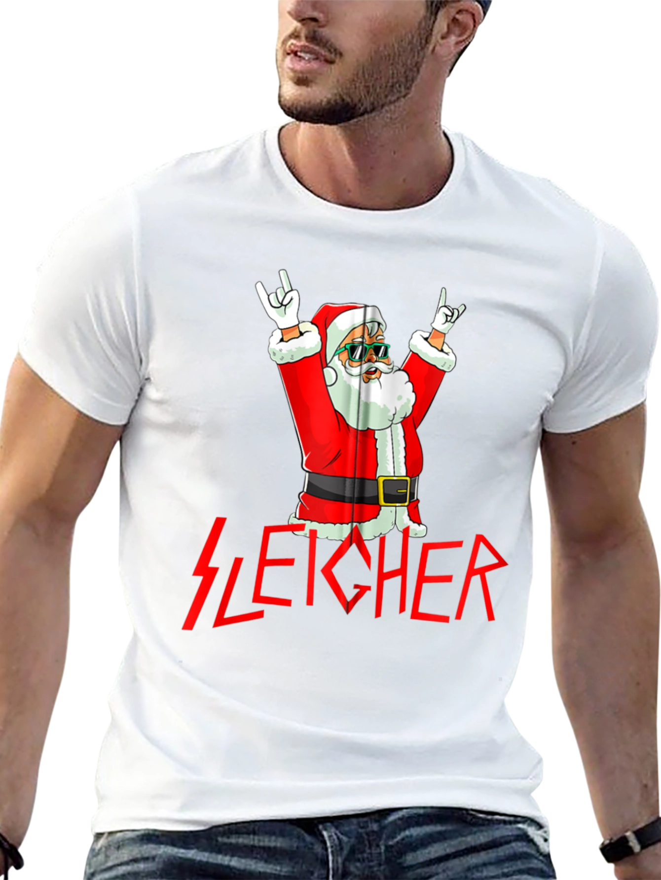 Sleicher Santa Rock T-Shirt - Holiday Metal Tee