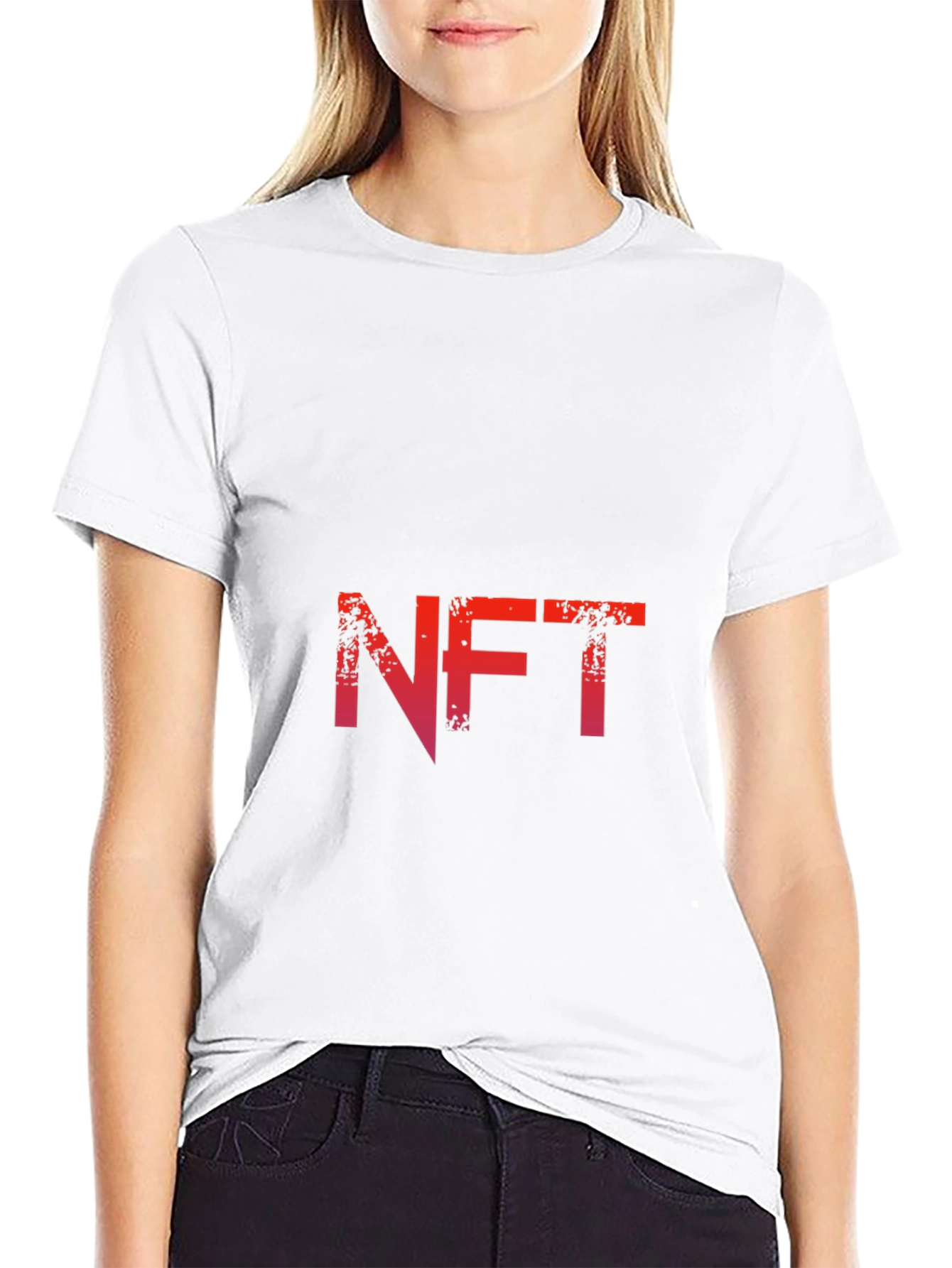 NFT Graphic Tee - Distressed Red Print on Black