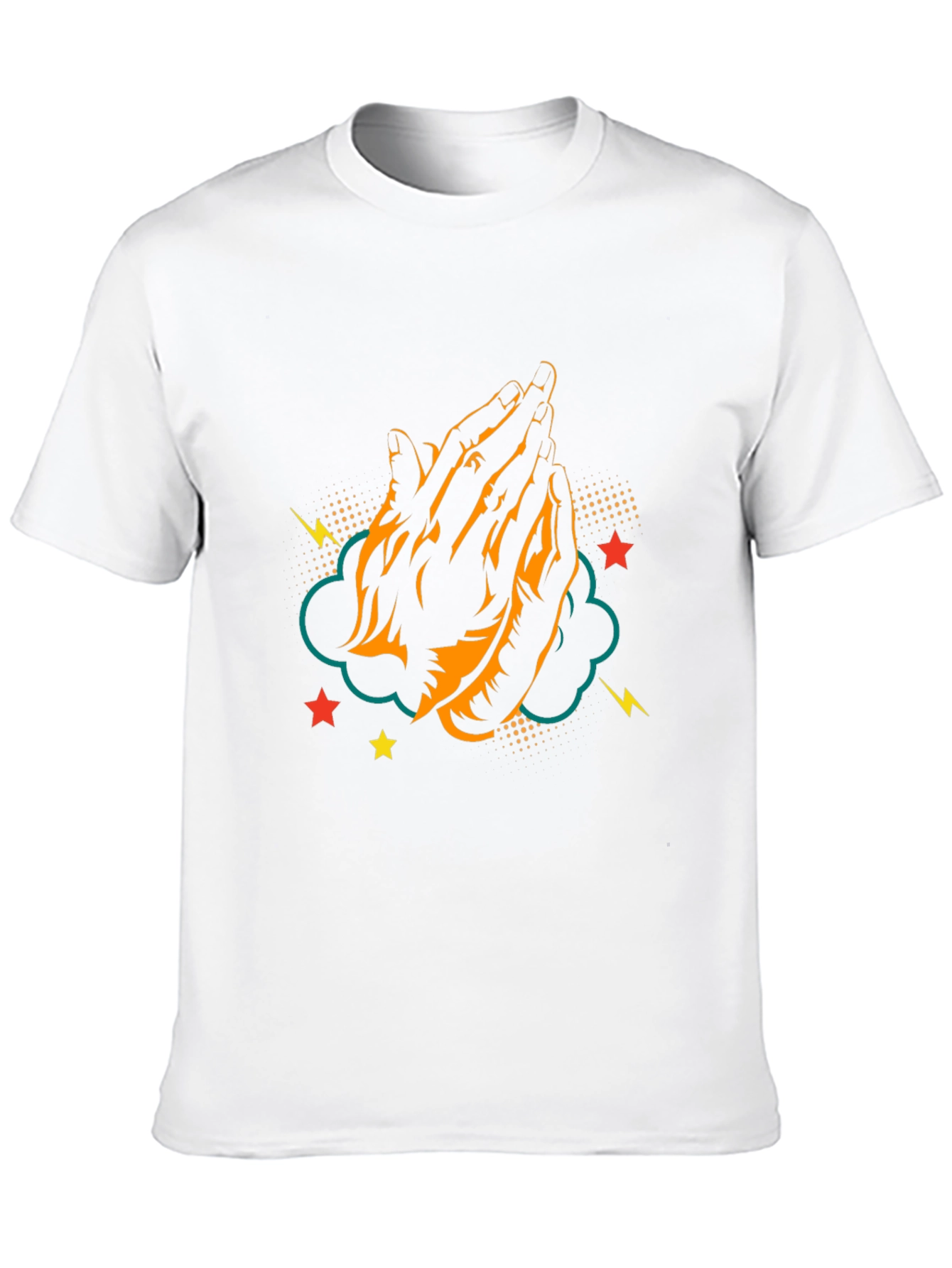 Praying Hands Graphic Tee - Black Cotton T-Shirt