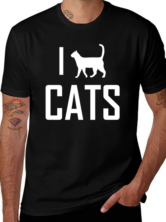I Love Cats Black T-Shirt - Novelty Tee