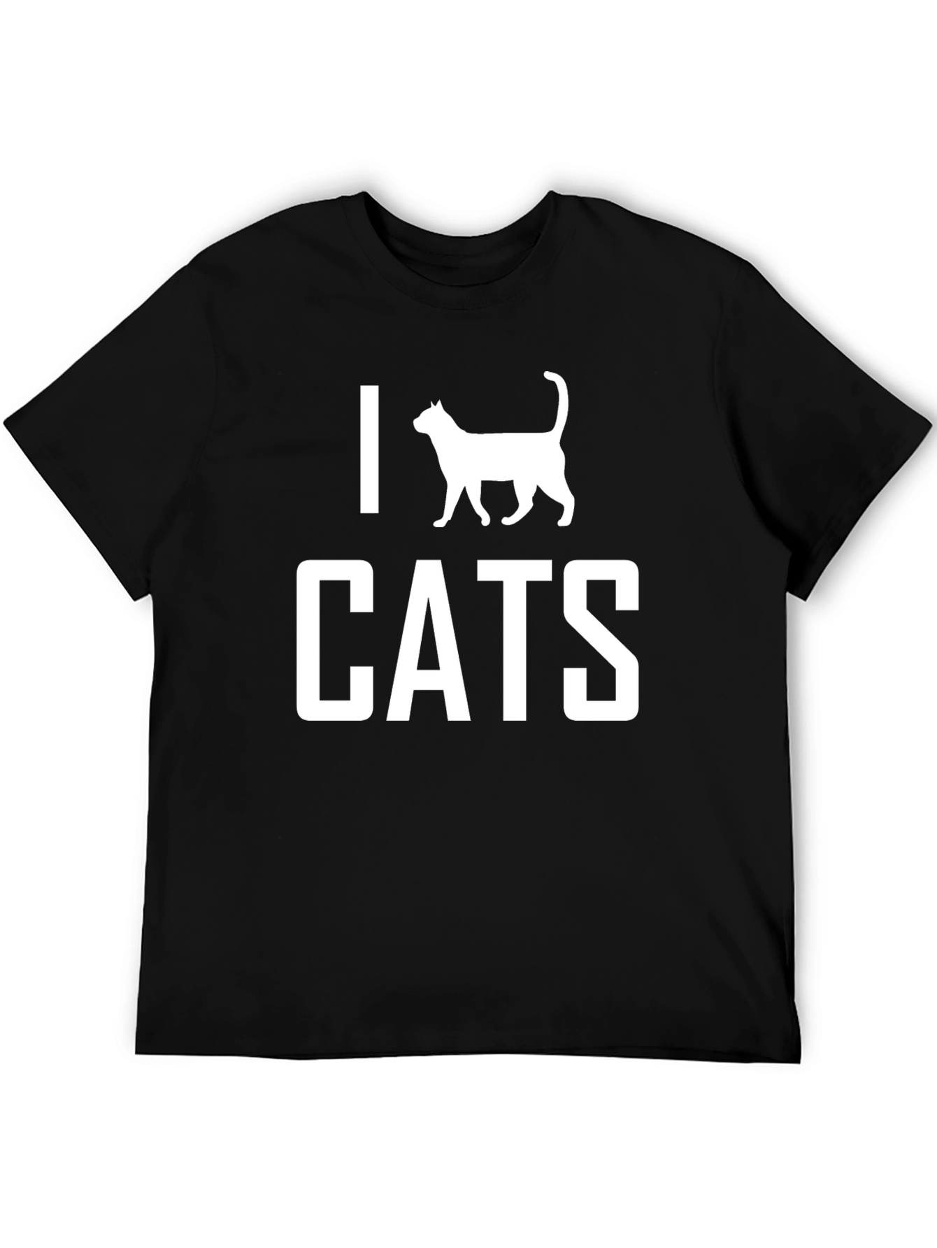 I Love Cats Black T-Shirt - Novelty Tee