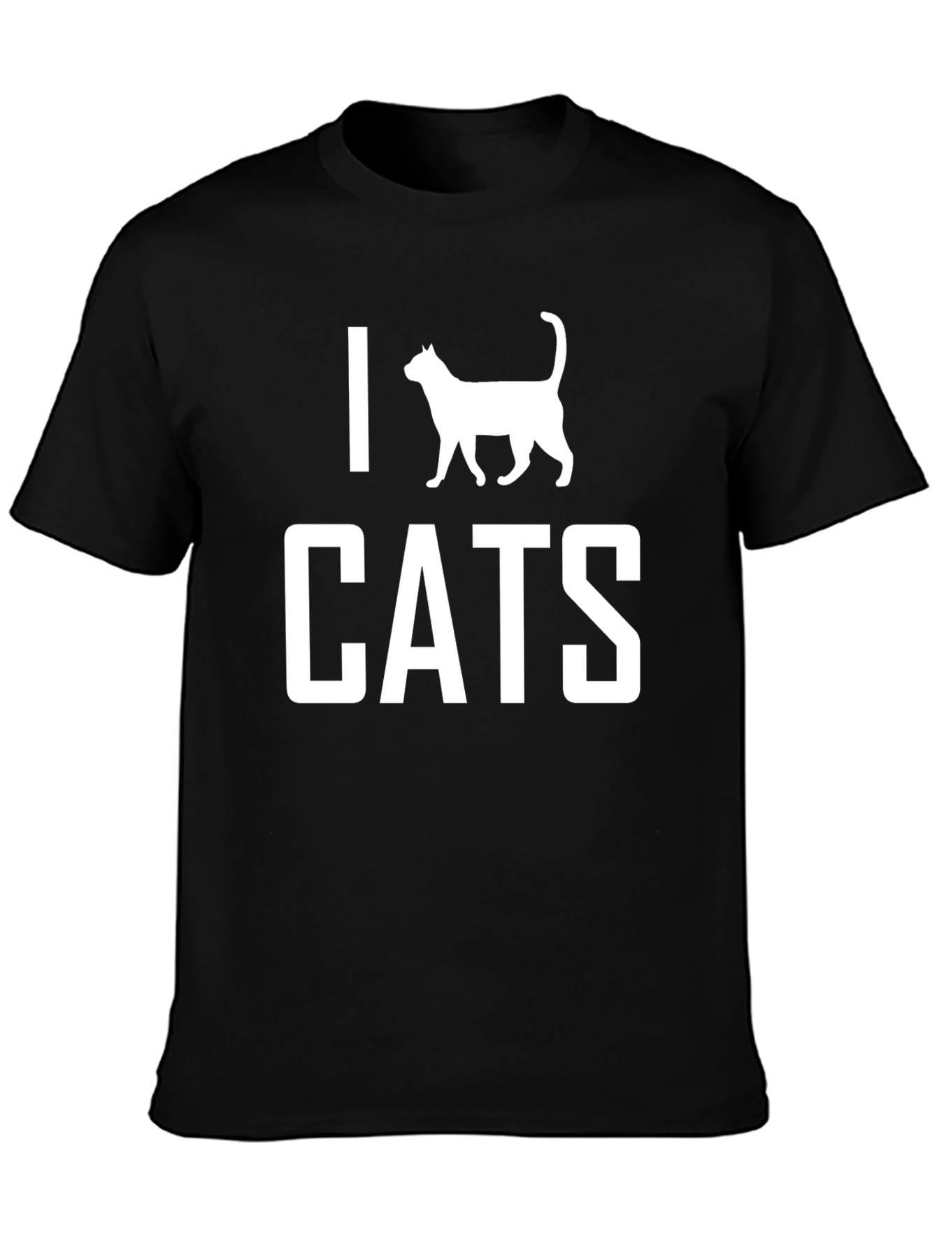 I Love Cats Black T-Shirt - Novelty Tee