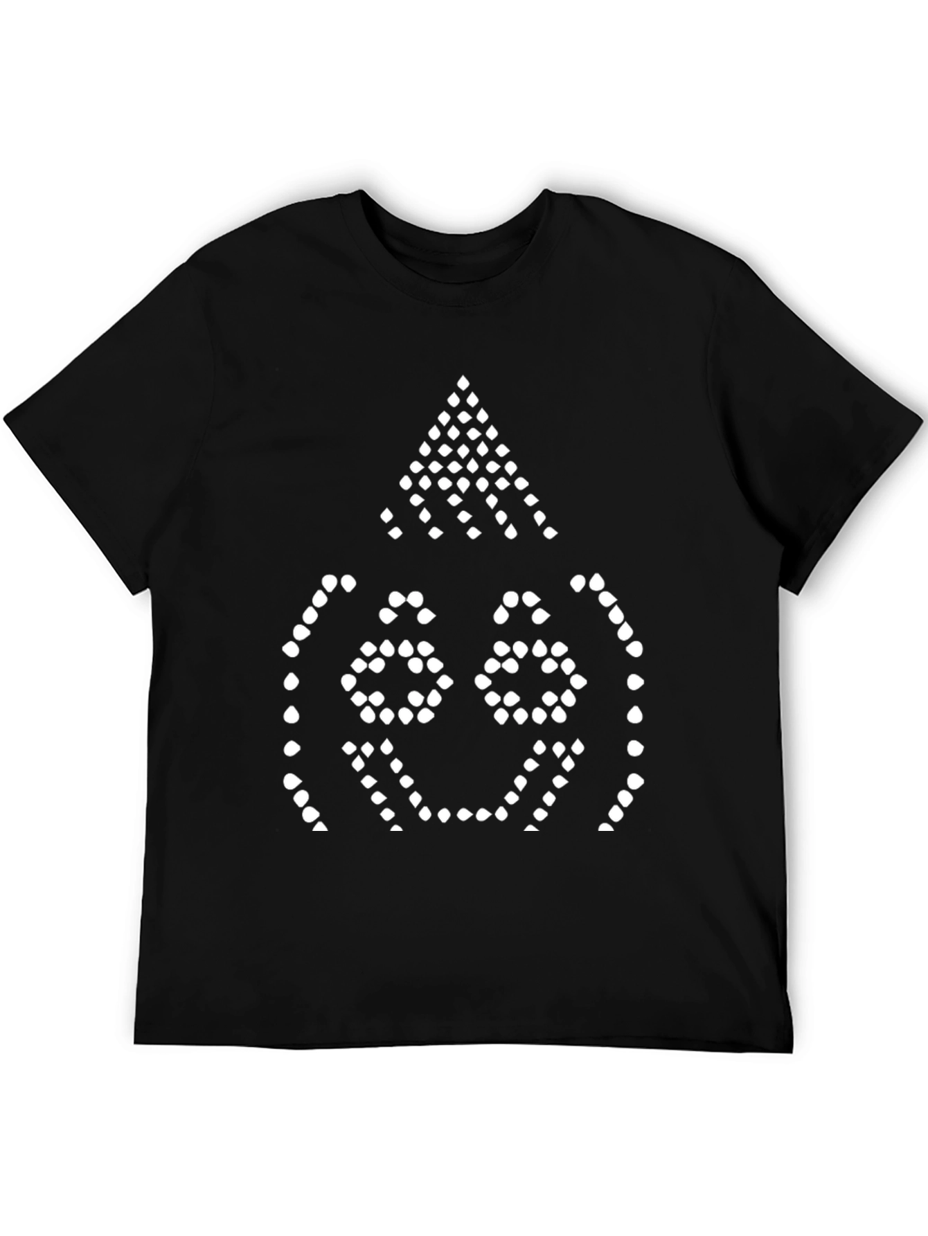 Dot Matrix Face Graphic Black T-Shirt