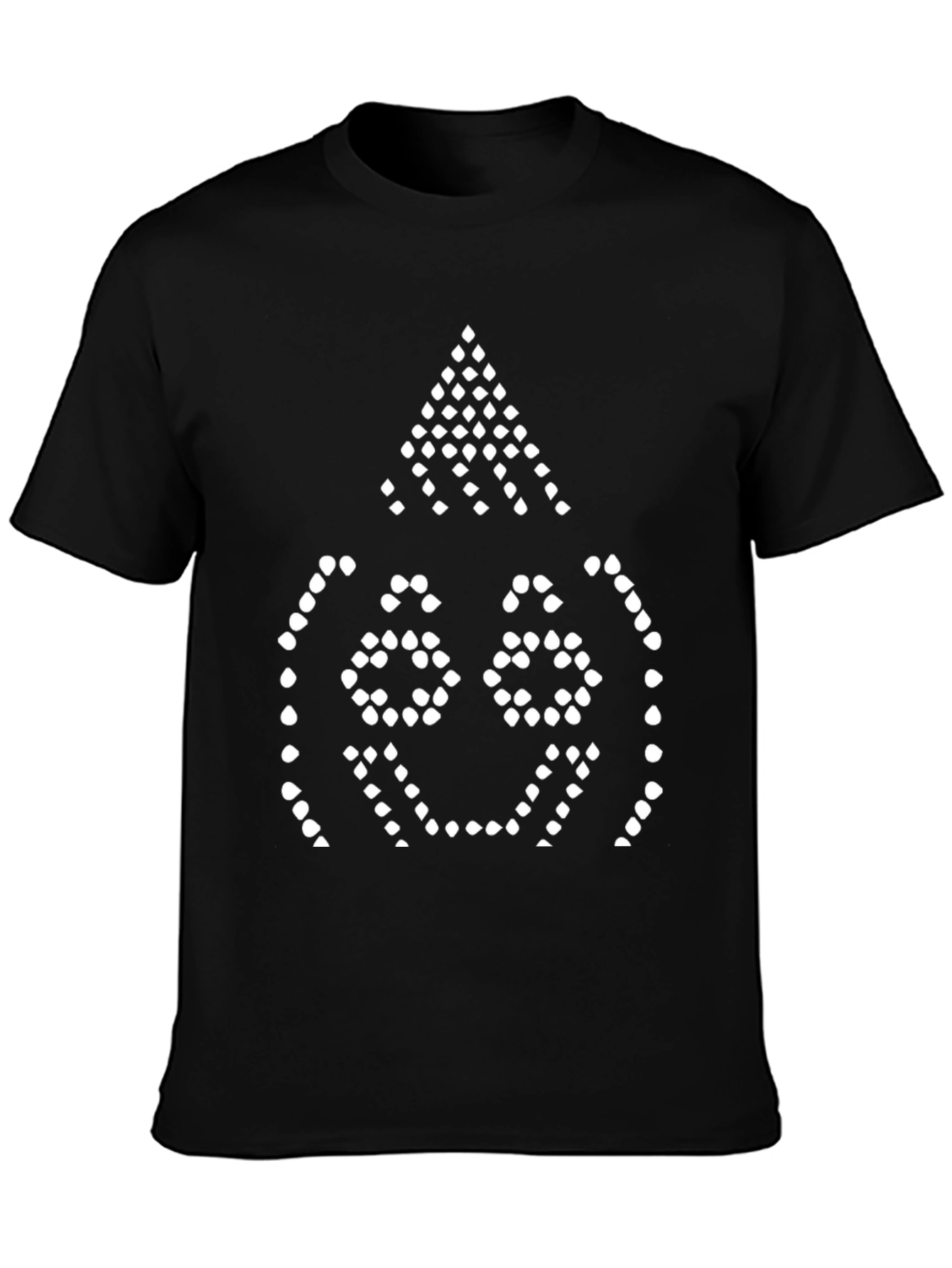 Dot Matrix Face Graphic Black T-Shirt