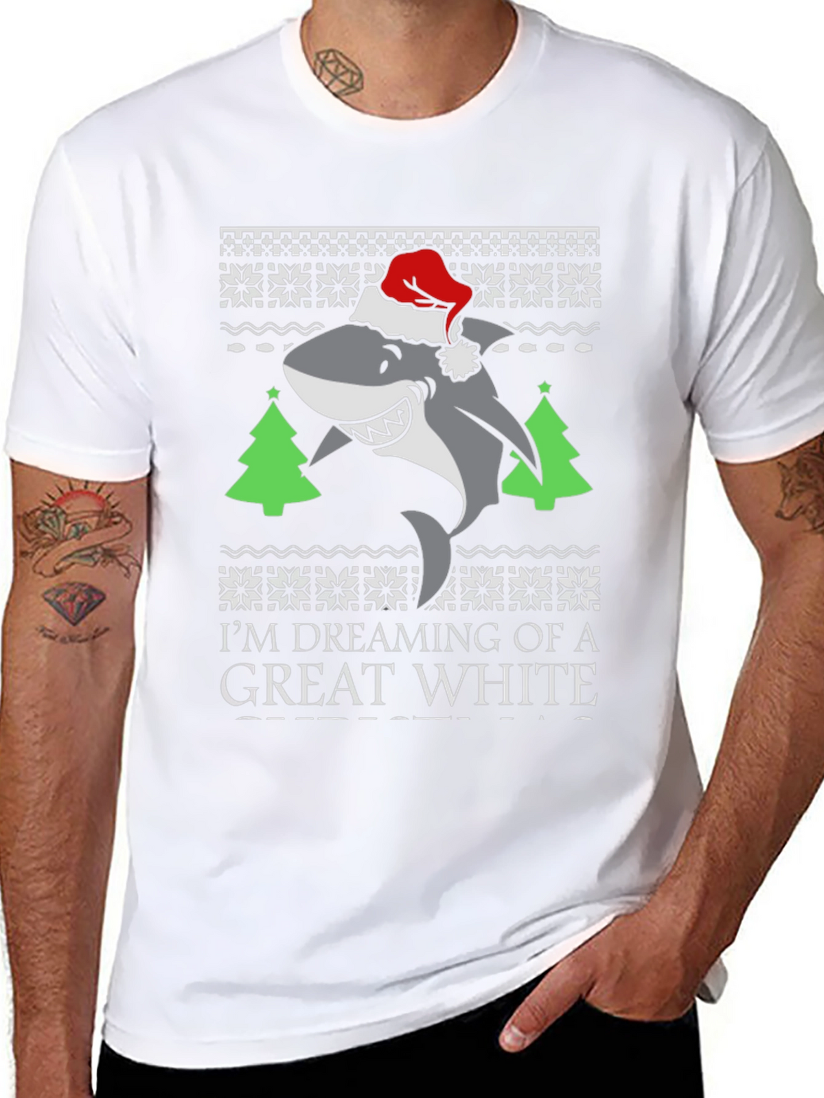 Great White Shark Christmas T-Shirt