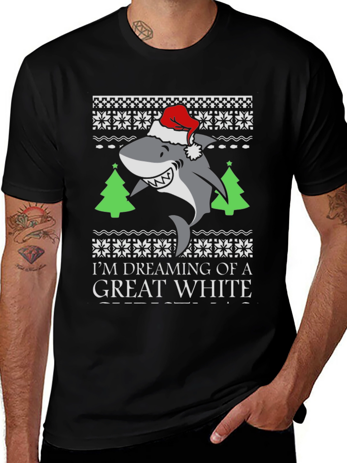 Great White Shark Christmas T-Shirt