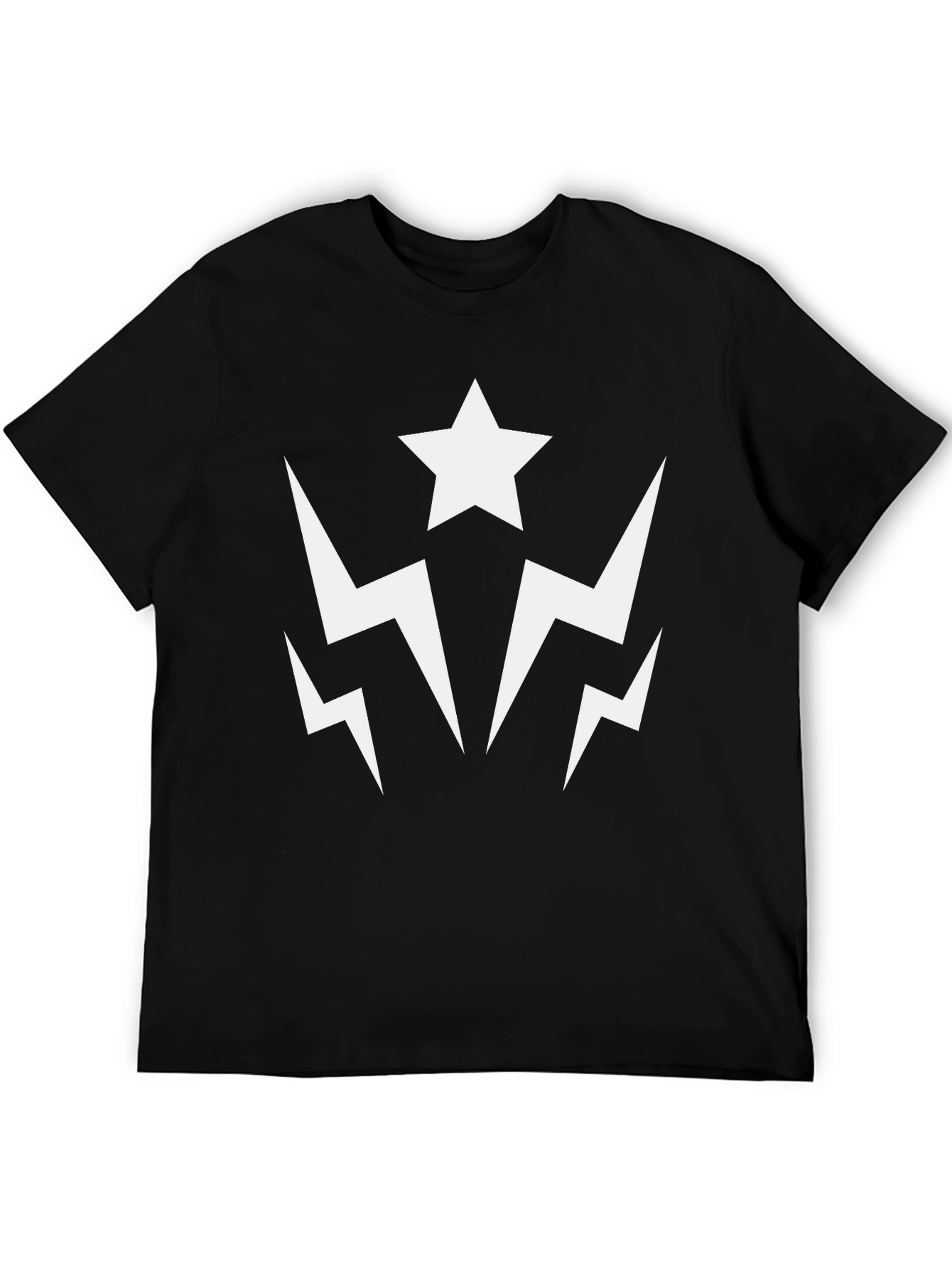 Star Lightning Graphic Tee - Black Cotton Casual Shirt