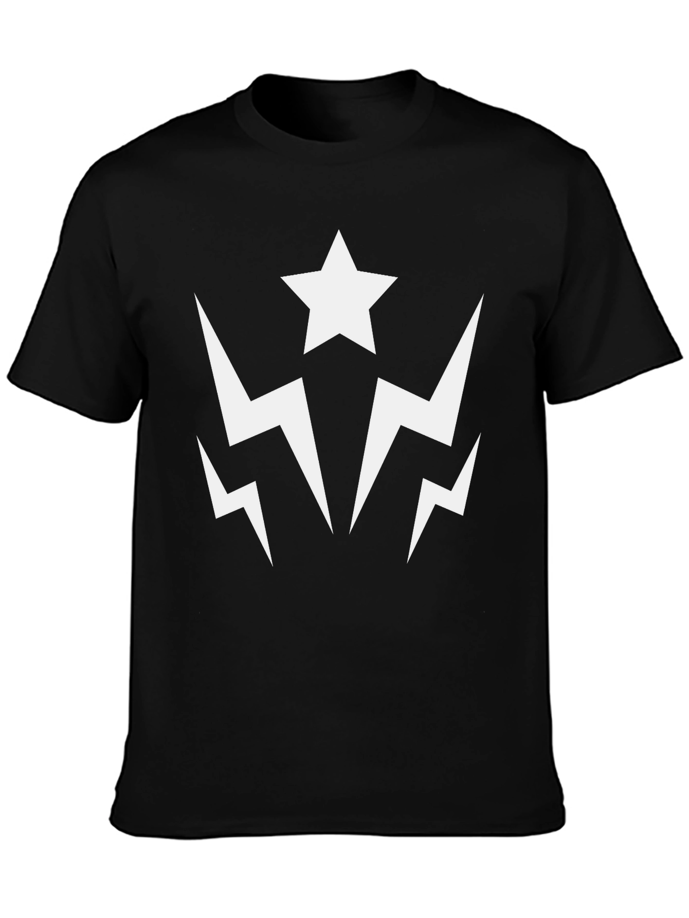 Star Lightning Graphic Tee - Black Cotton Casual Shirt