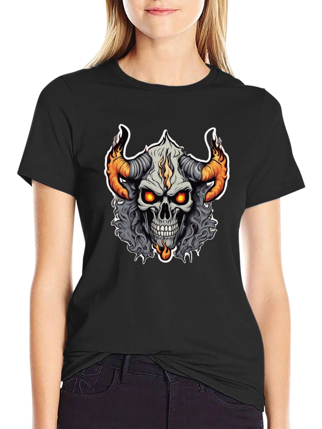 Skull Demon Graphic Tee - Black