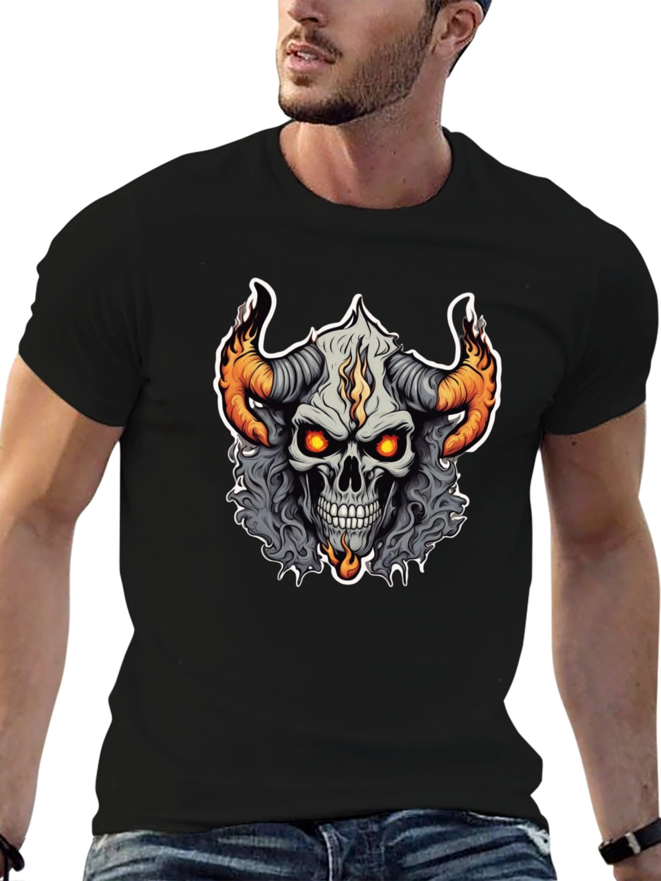 Skull Demon Graphic Tee - Black