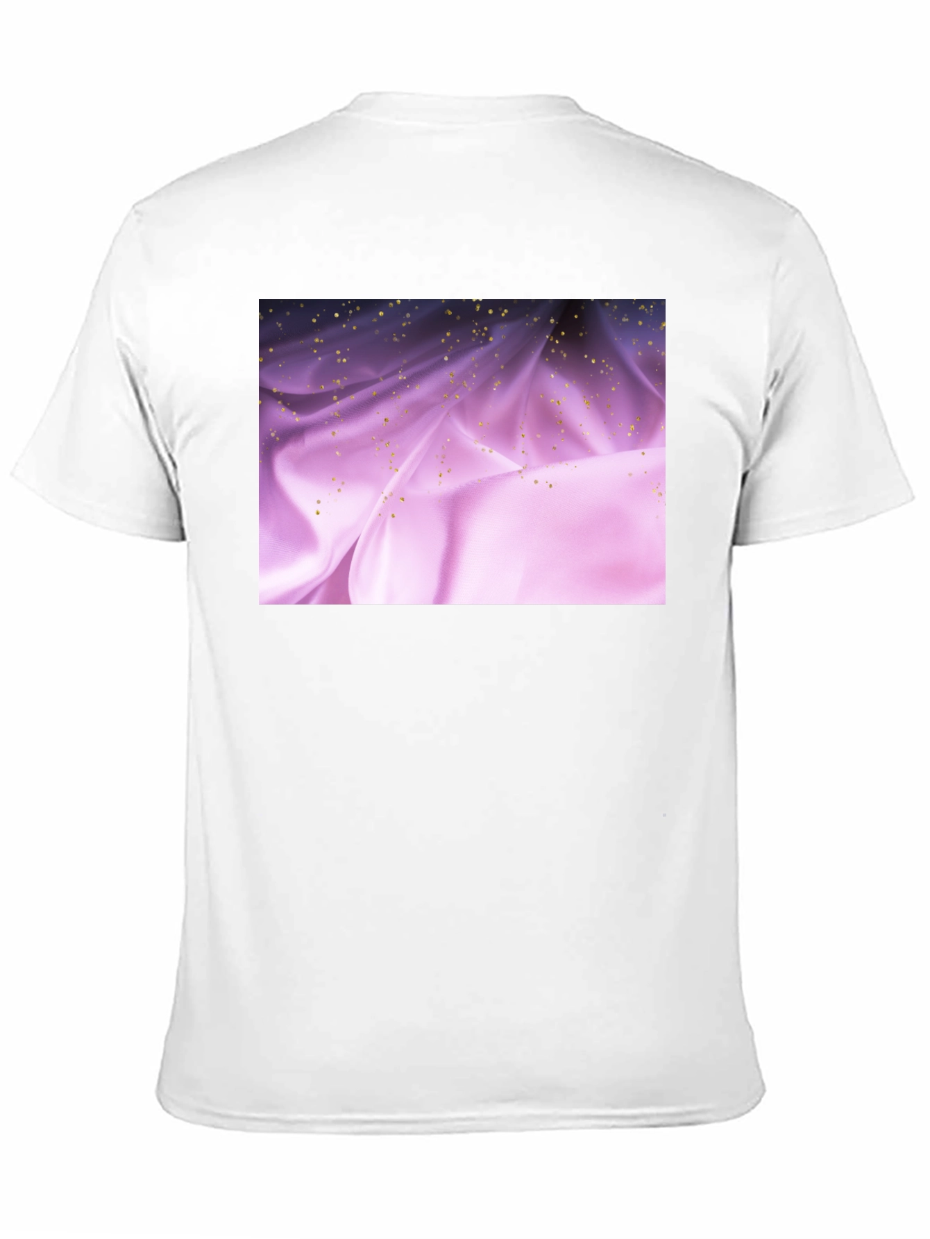 Elegant Black Tee with Shimmering Purple Fabric Design