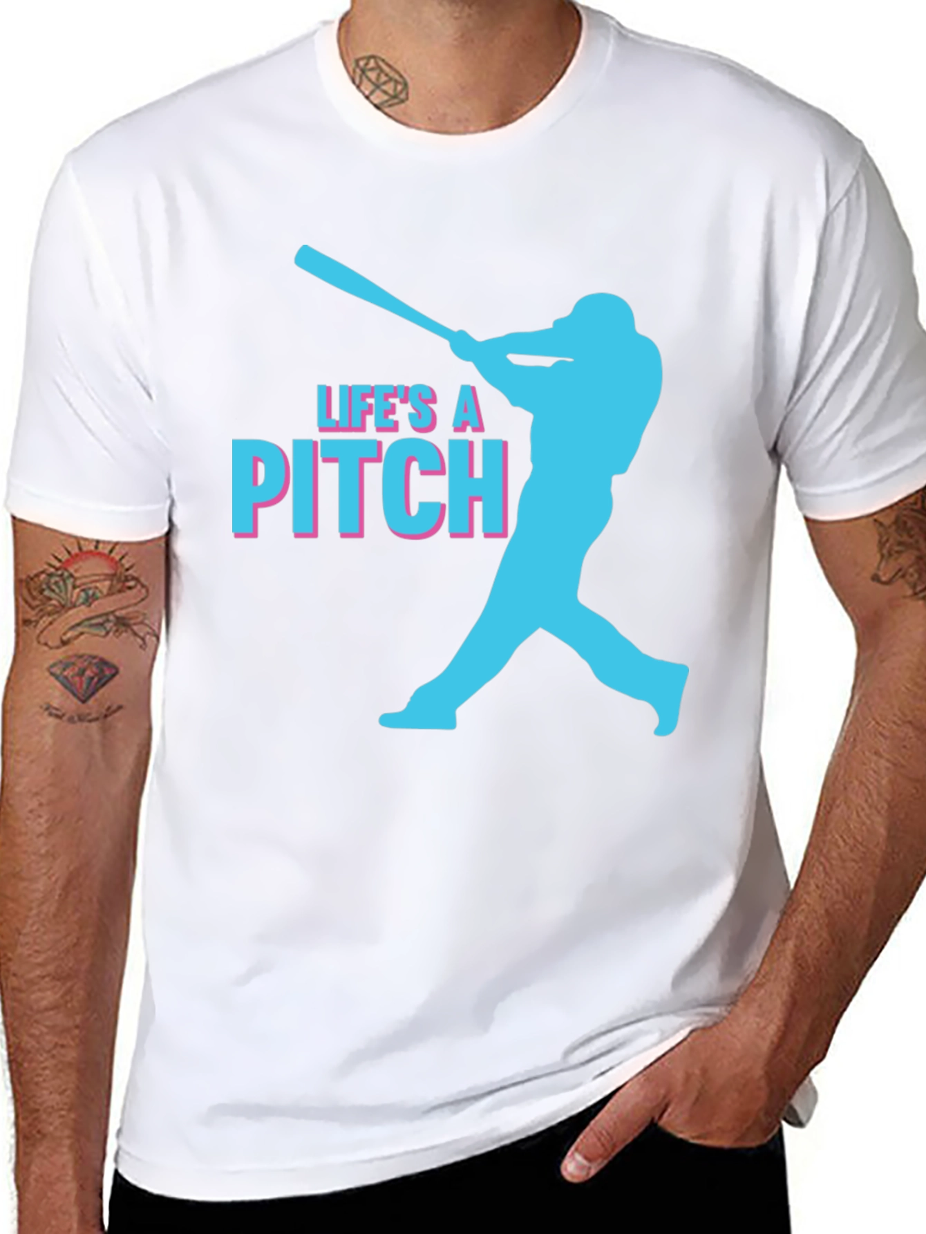 Lifes a Pitch Baseball Graphic Tee - Black