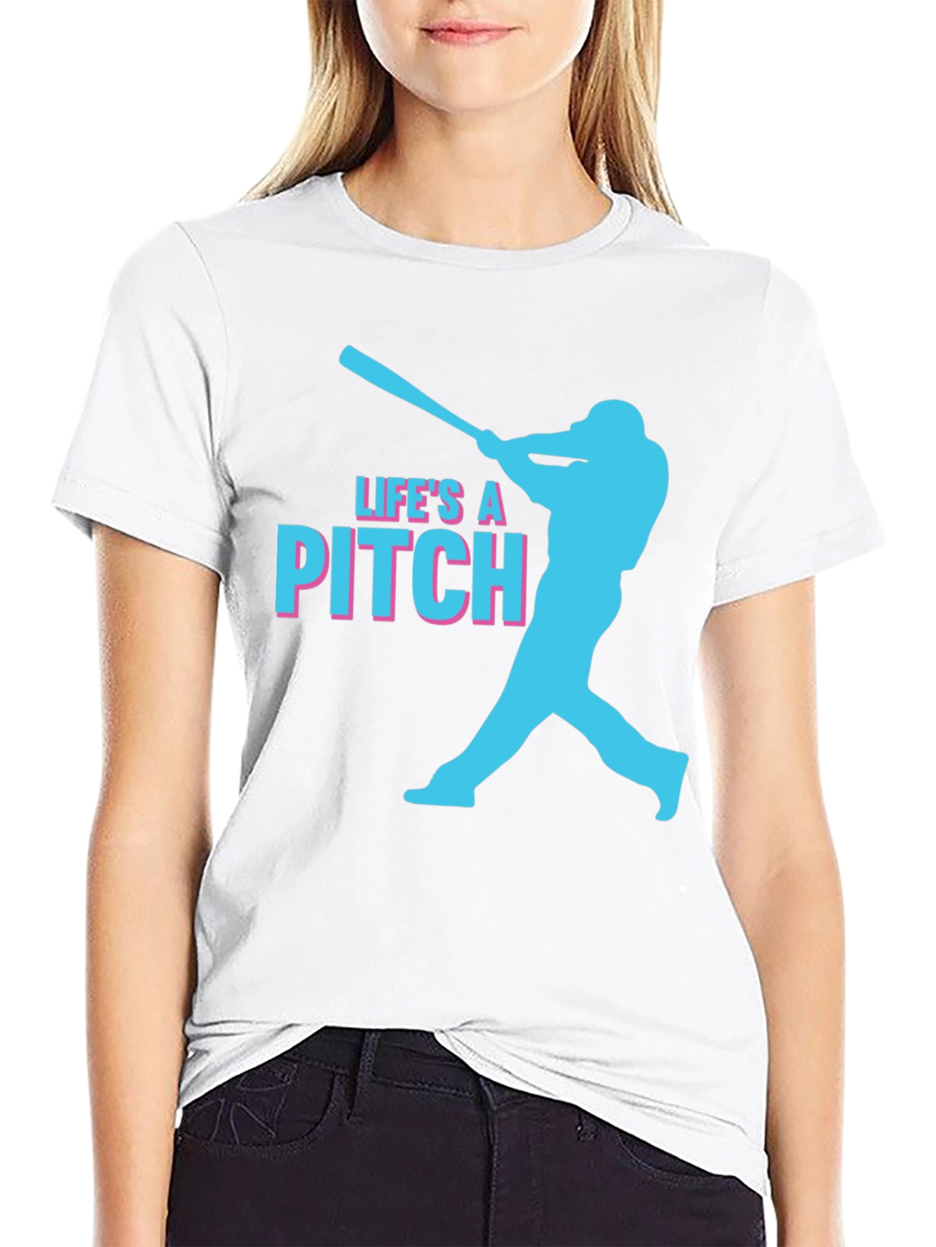 Lifes a Pitch Baseball Graphic Tee - Black