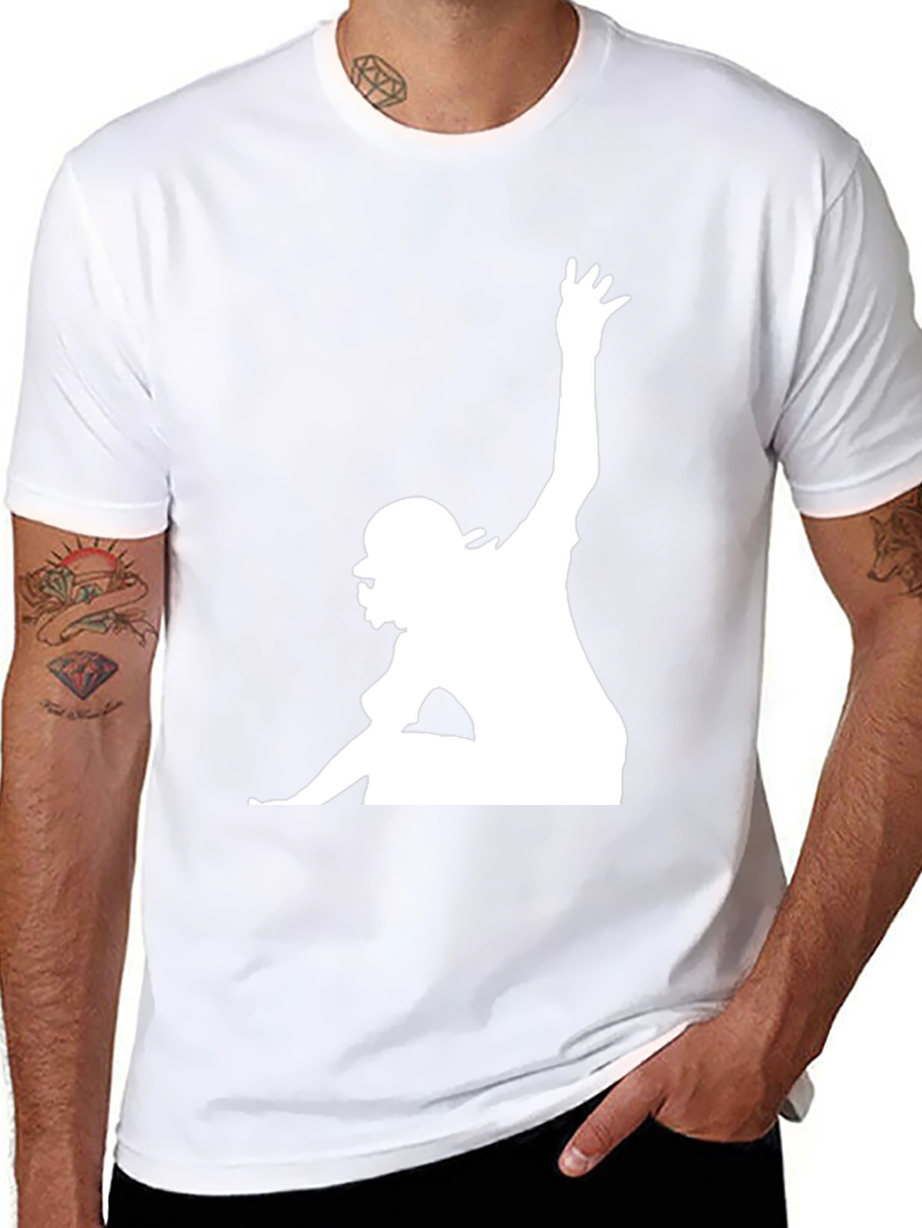 Urban Black T-Shirt with White Silhouette Graphic