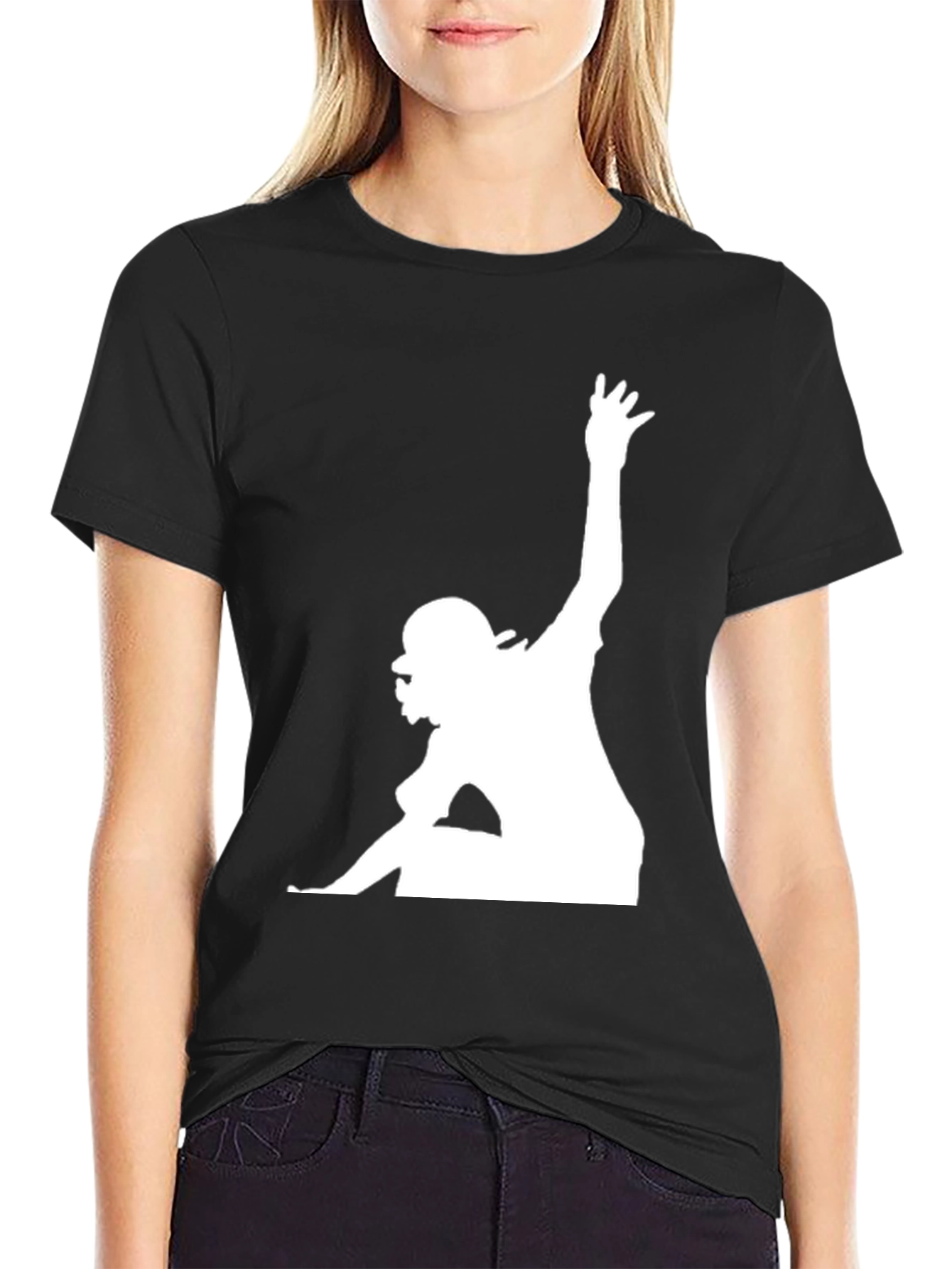 Urban Black T-Shirt with White Silhouette Graphic