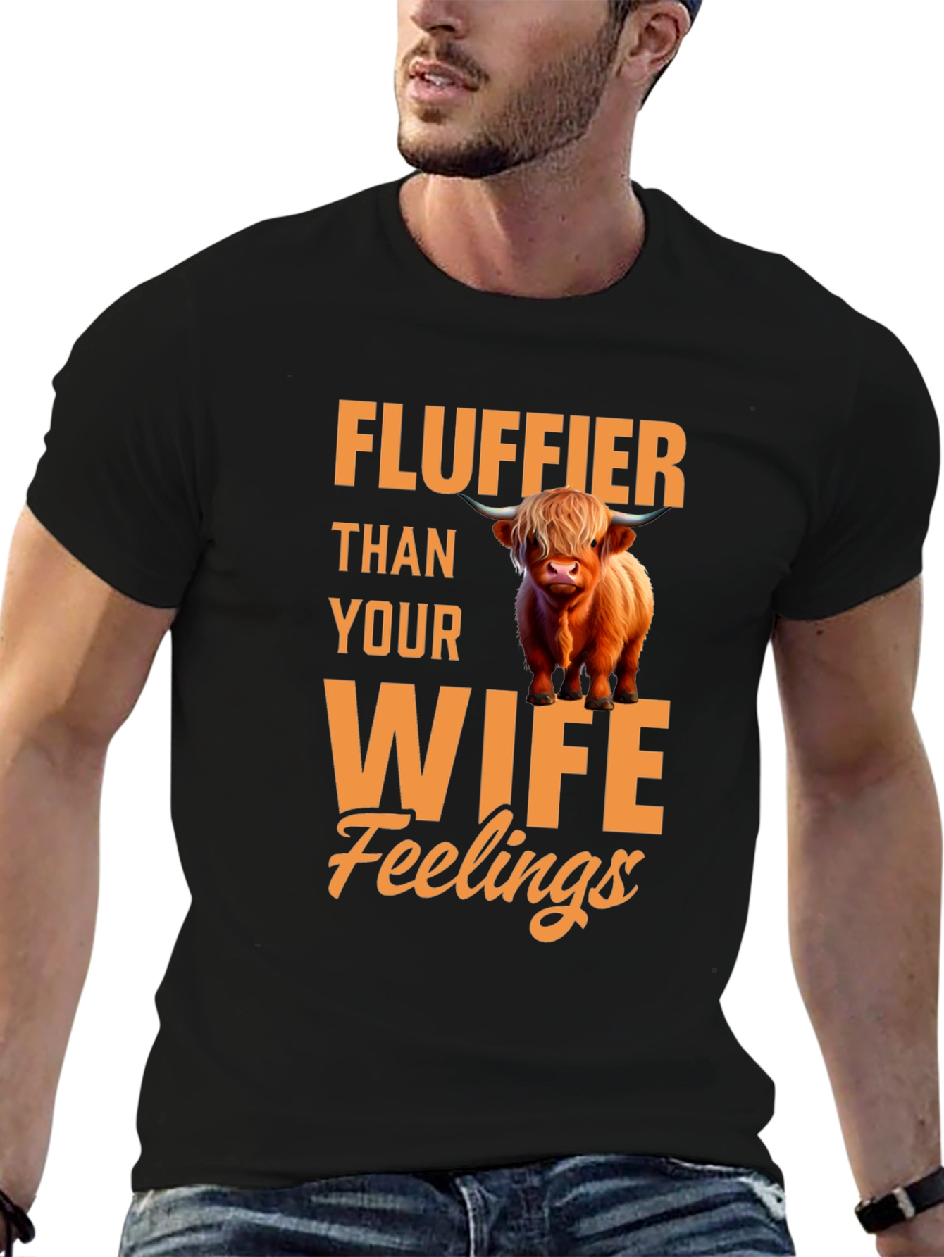 Fluffier Than Your Wife Highland Cow T-Shirt