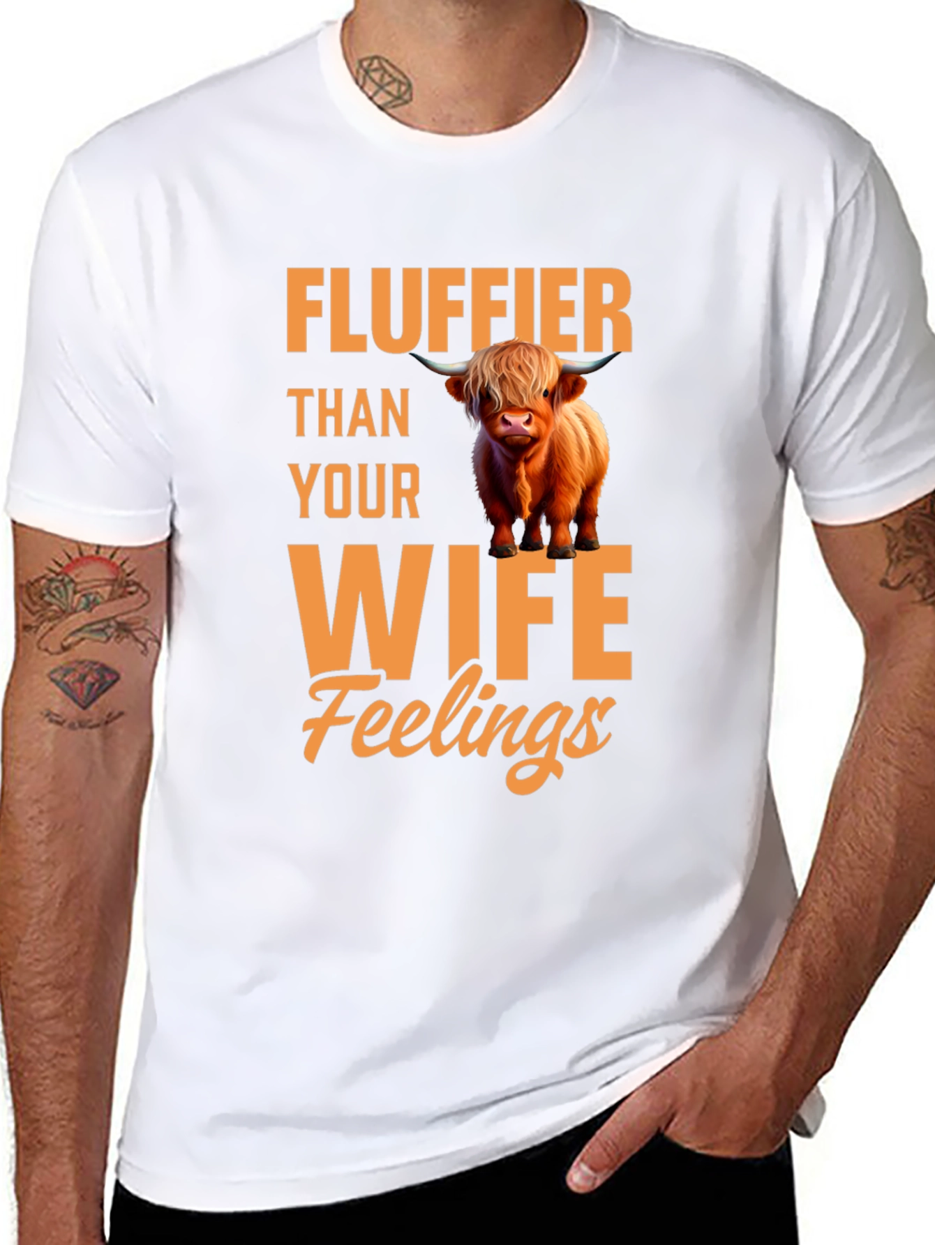 Fluffier Than Your Wife Highland Cow T-Shirt