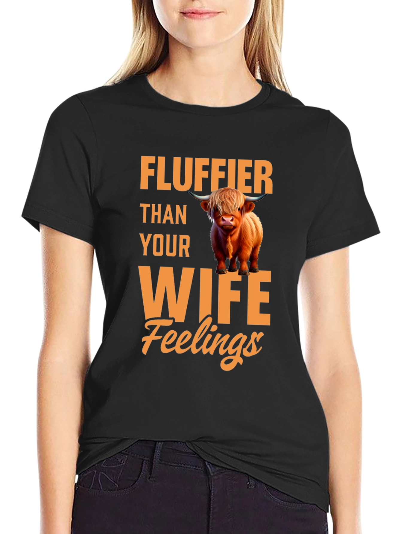 Fluffier Than Your Wife Highland Cow T-Shirt