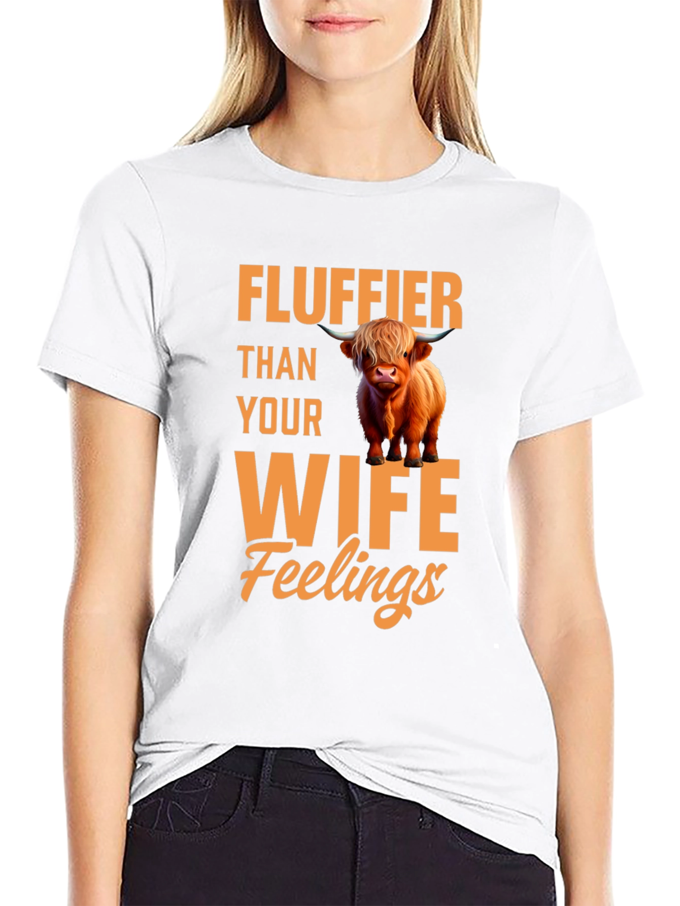 Fluffier Than Your Wife Highland Cow T-Shirt