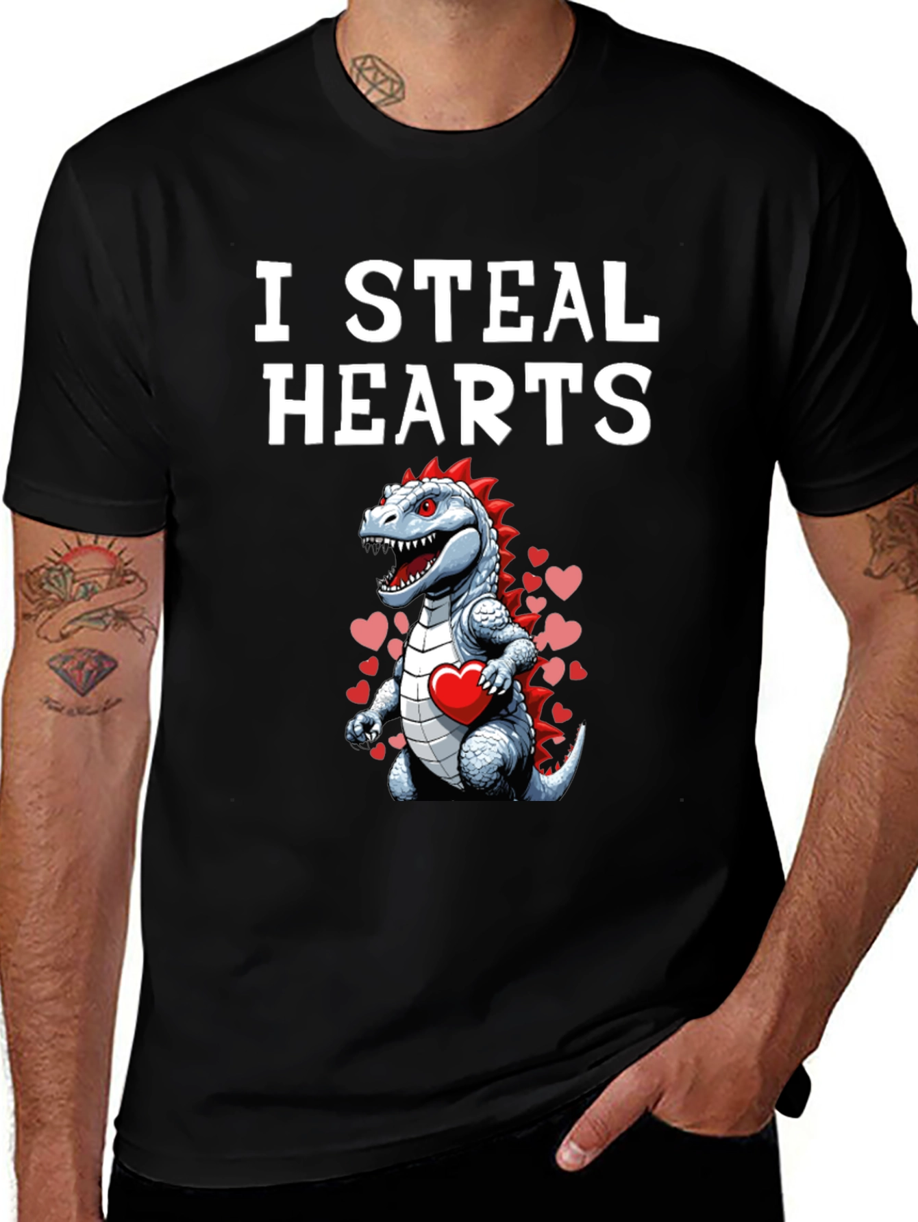 I Steal Hearts Dinosaur Valentines Day T-Shirt