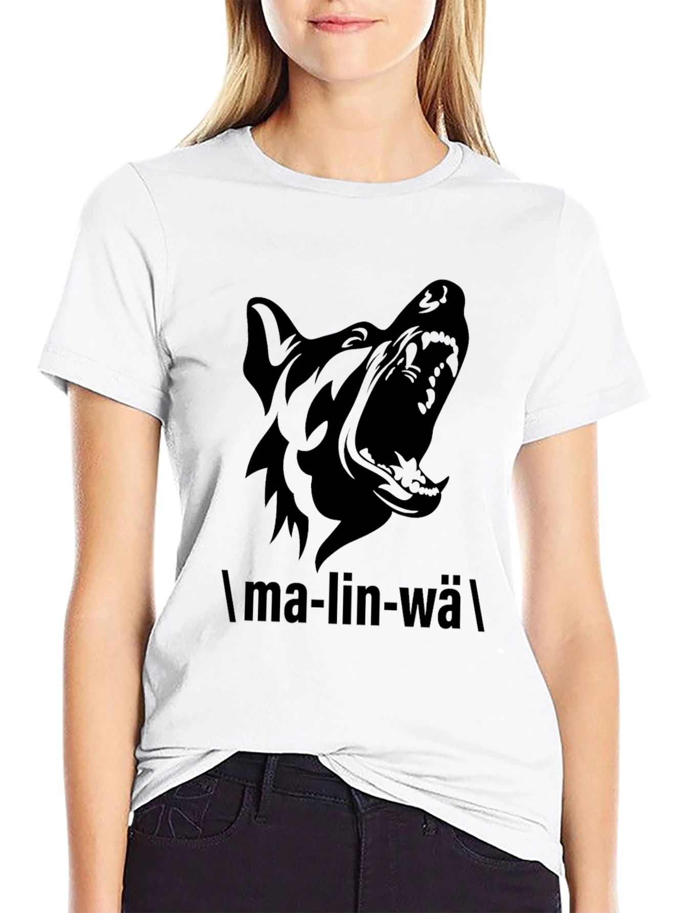 Malinwa Dog Graphic Black T-Shirt