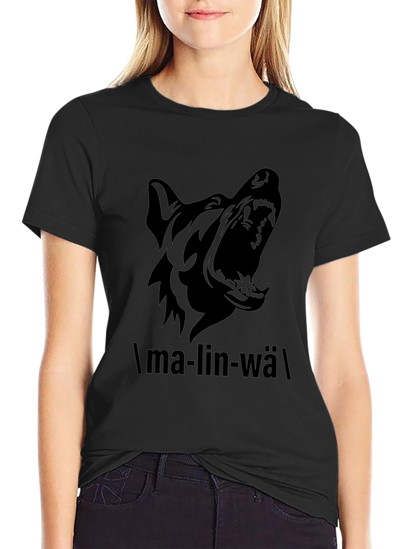 Malinwa Dog Graphic Black T-Shirt