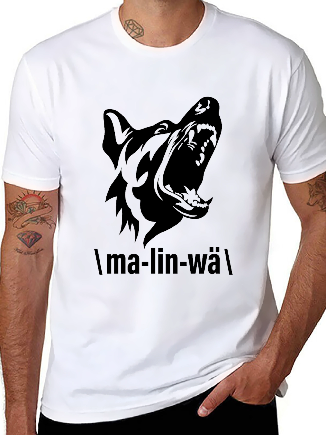 Malinwa Dog Graphic Black T-Shirt