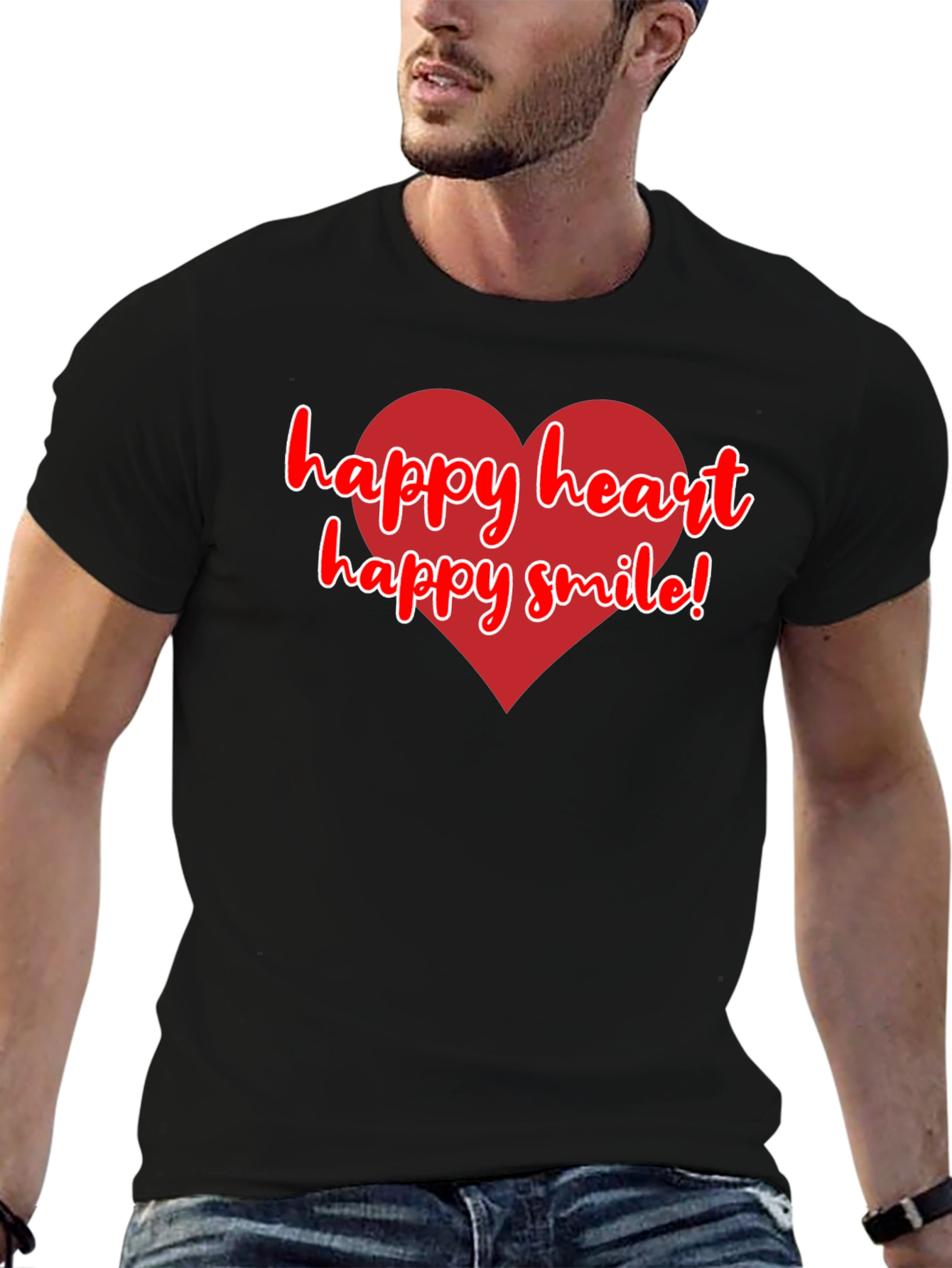 Happy Heart Happy Smile Black T-Shirt