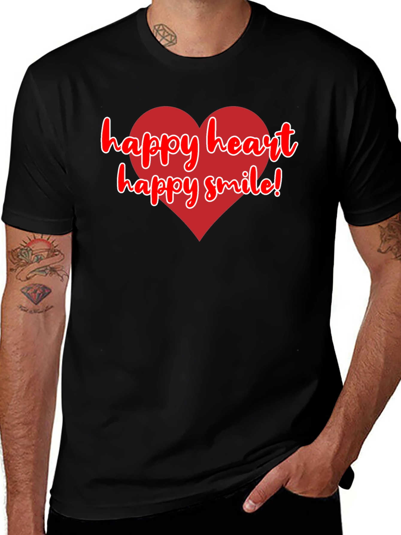 Happy Heart Happy Smile Black T-Shirt