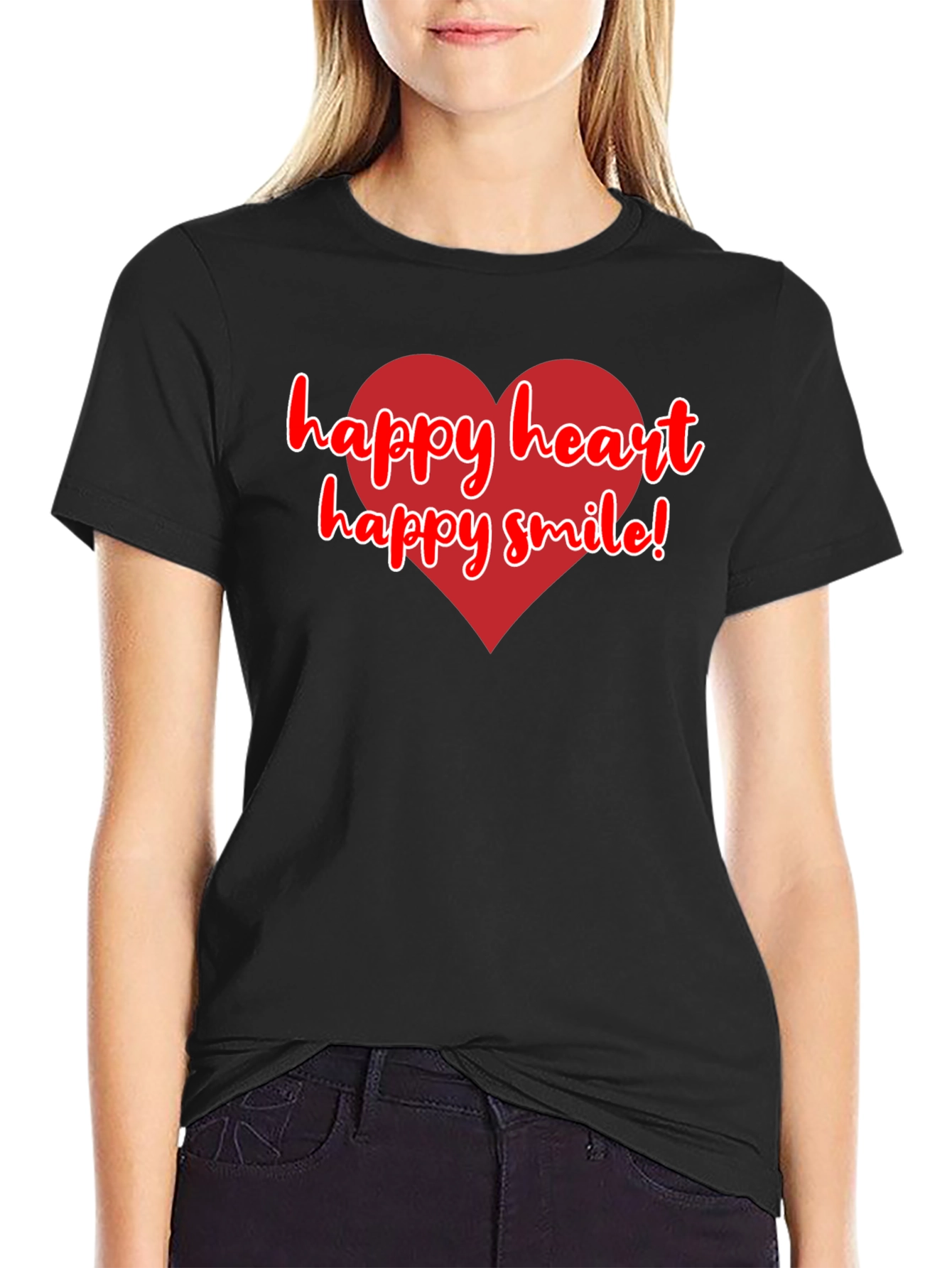 Happy Heart Happy Smile Black T-Shirt