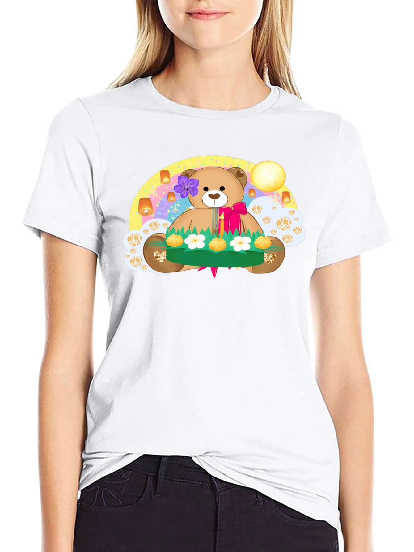 Cute Teddy Bear Floating Lantern T-Shirt