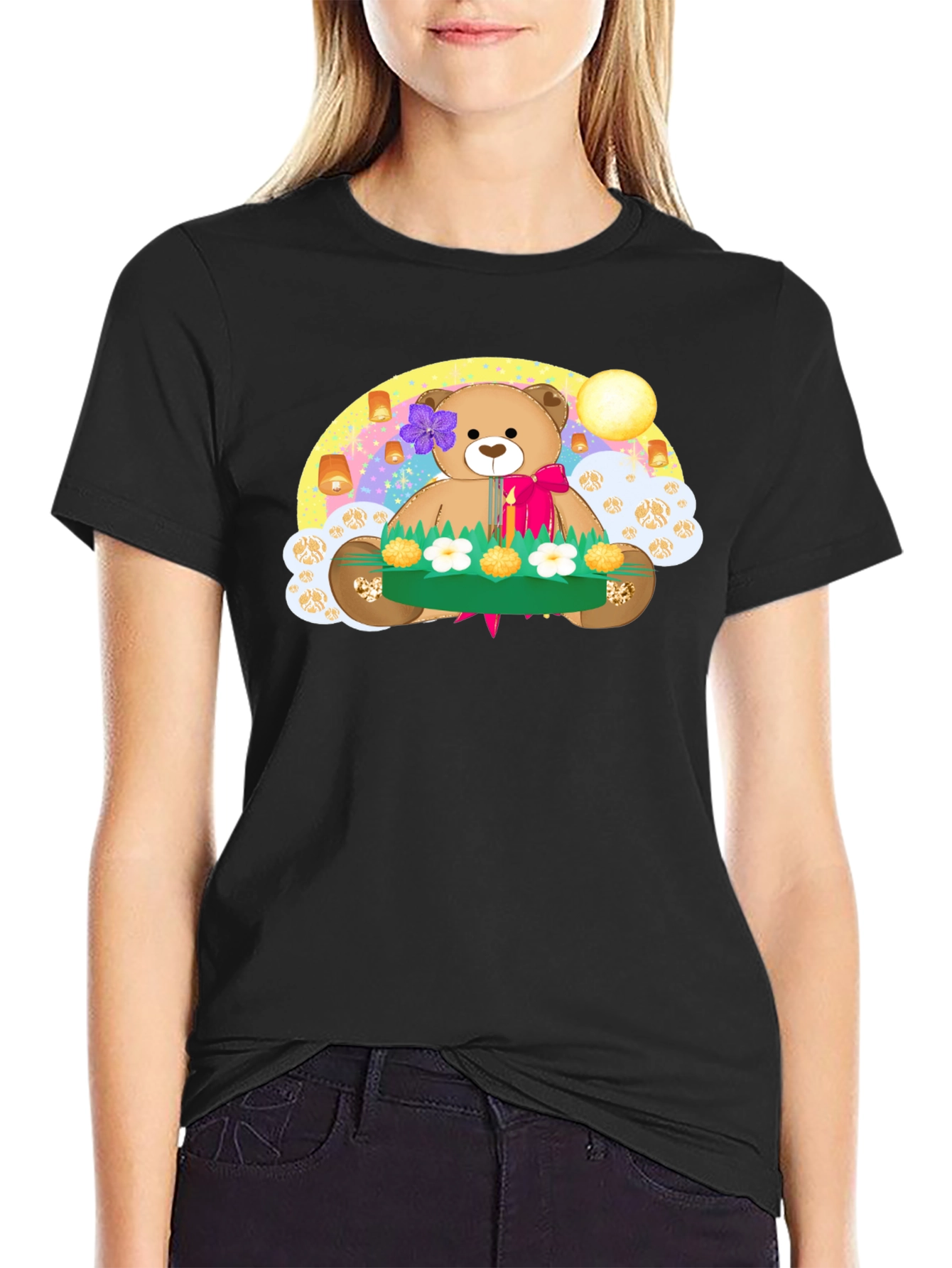 Cute Teddy Bear Floating Lantern T-Shirt