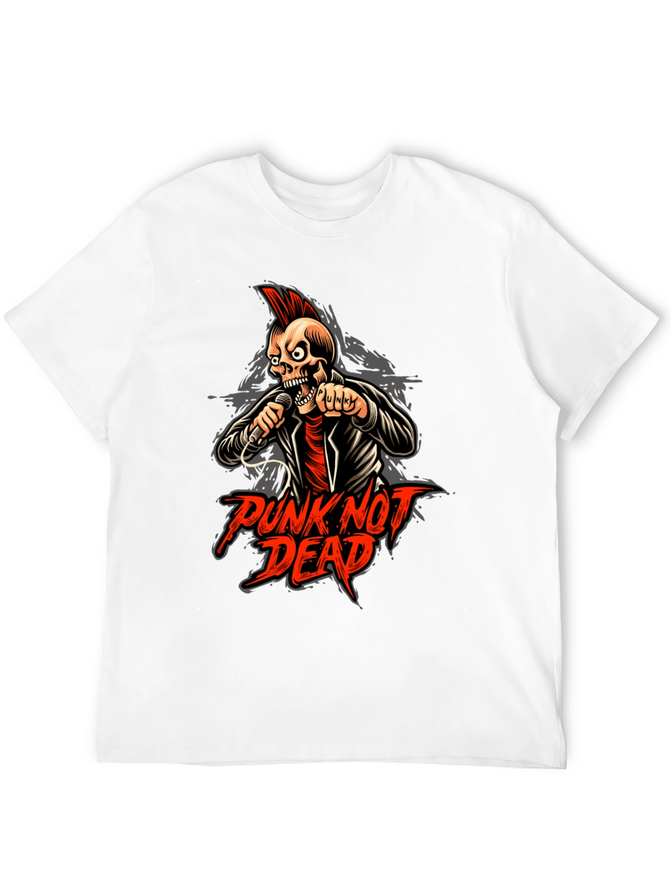 Punk Not Dead Graphic Tee - Skull Design