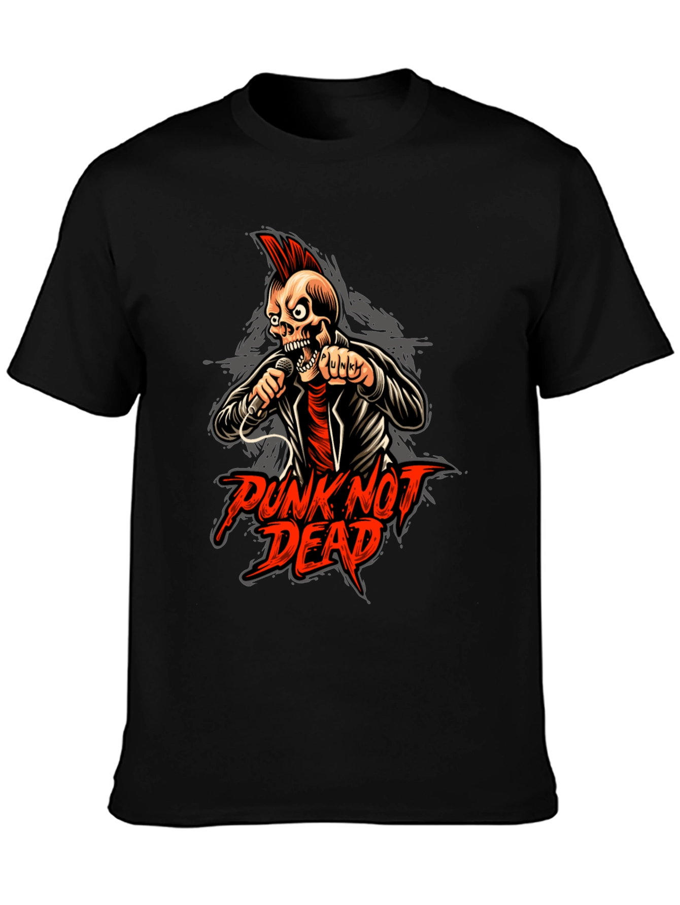 Punk Not Dead Graphic Tee - Skull Design