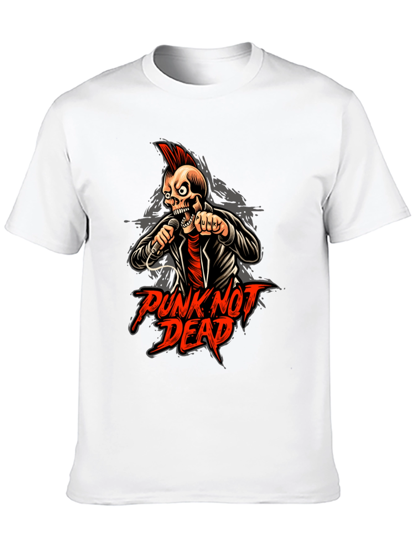 Punk Not Dead Graphic Tee - Skull Design