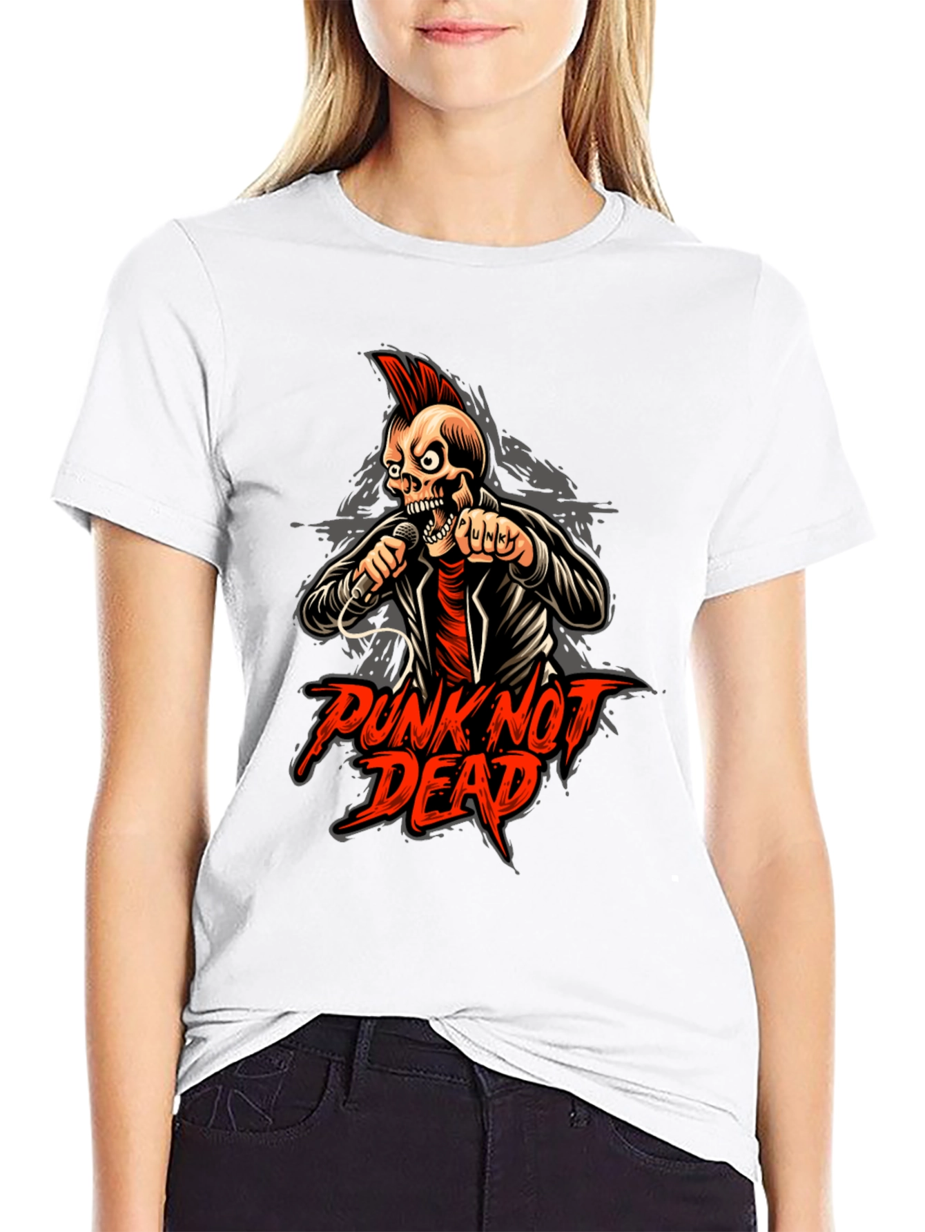 Punk Not Dead Graphic Tee - Skull Design