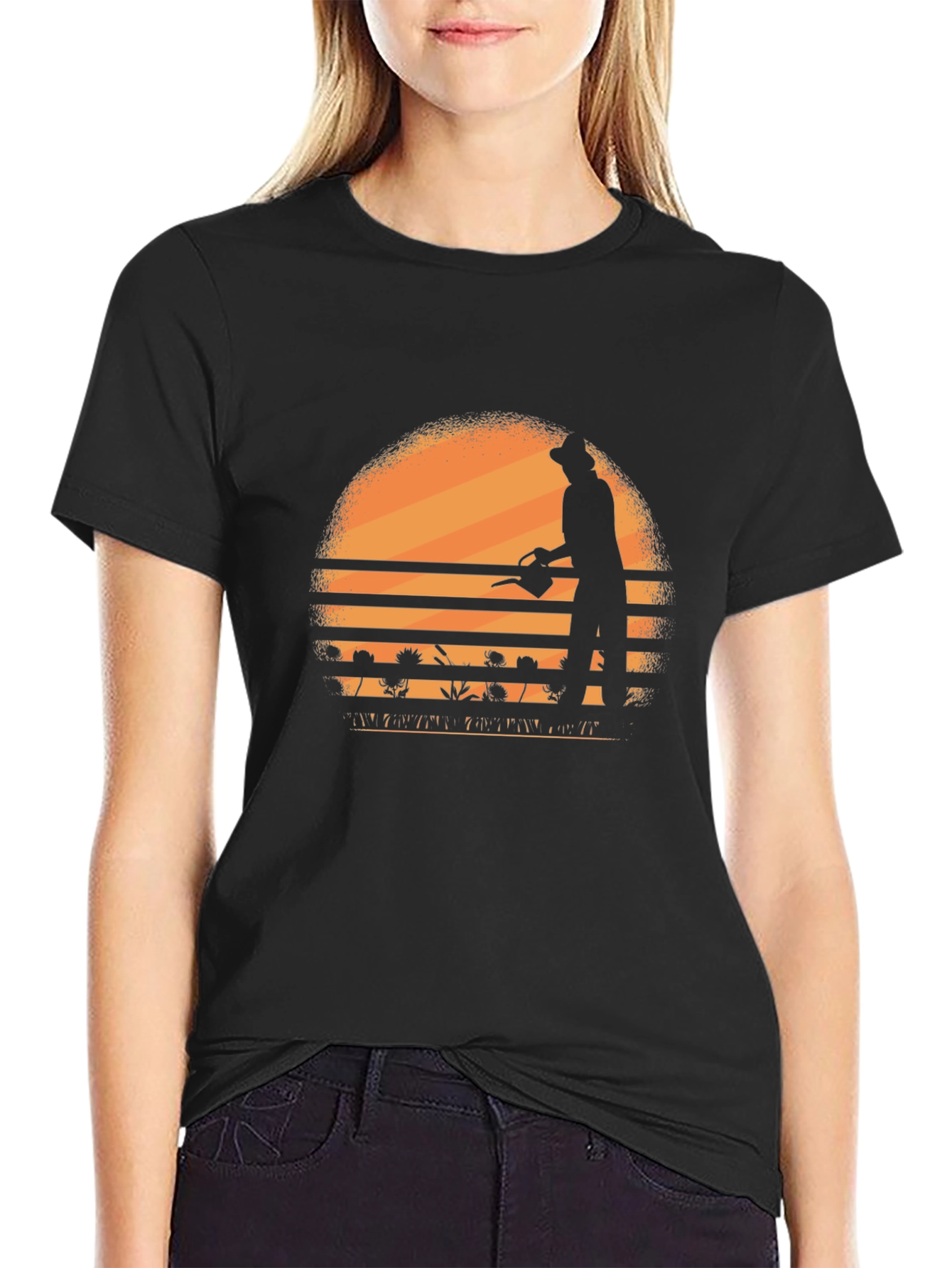 Gardener Silhouette Graphic T-Shirt - Black