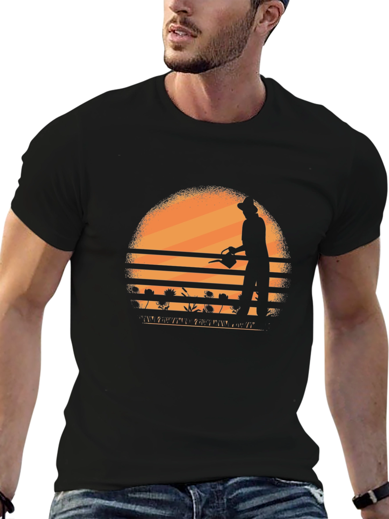Gardener Silhouette Graphic T-Shirt - Black