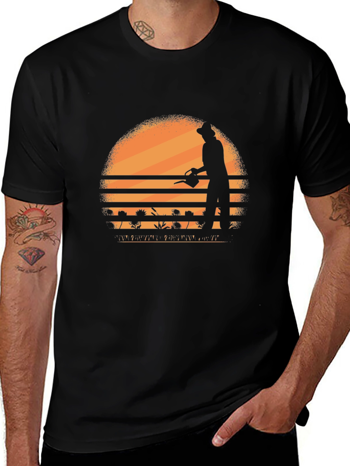 Gardener Silhouette Graphic T-Shirt - Black