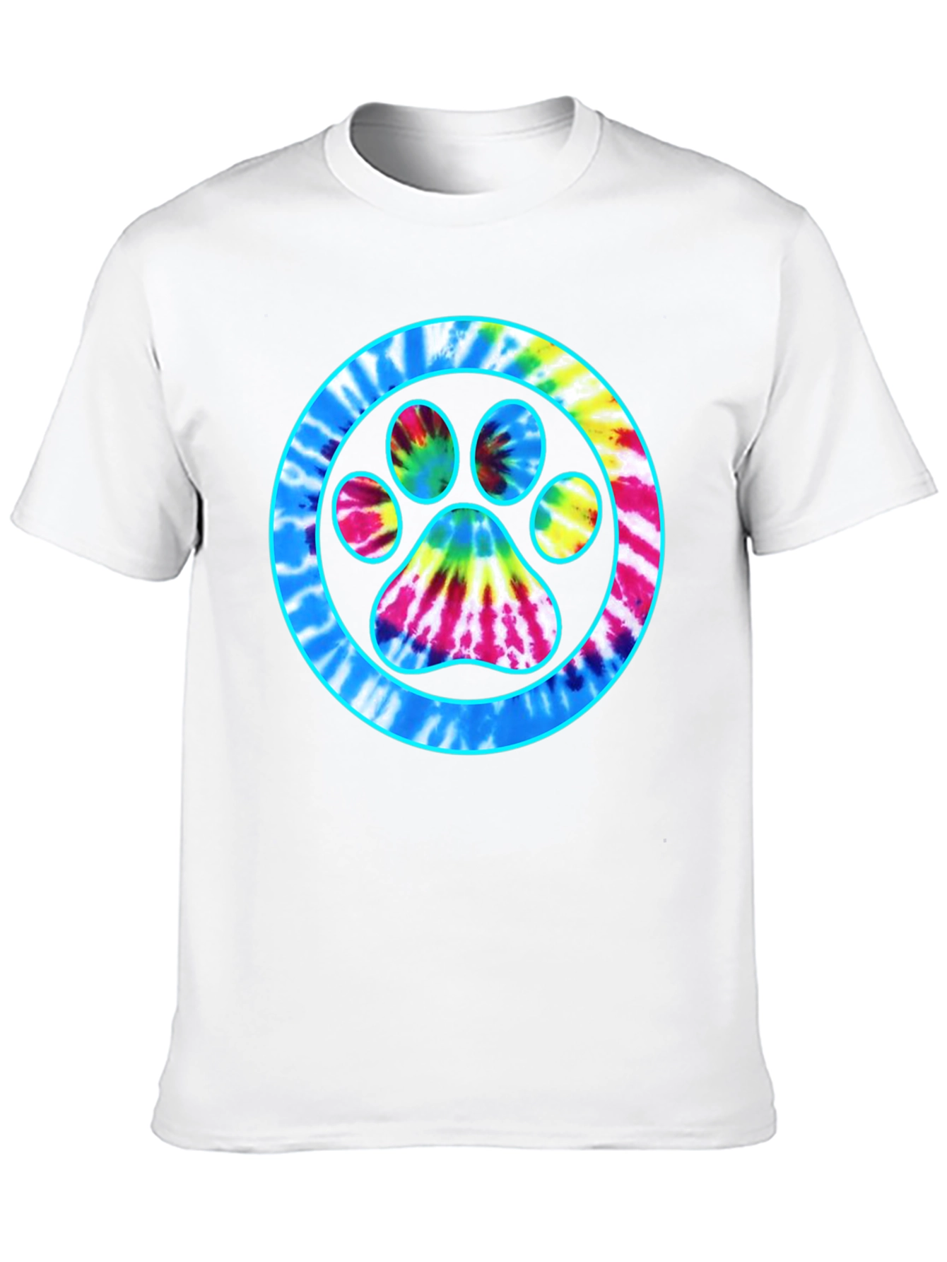Tie-Dye Paw Print Graphic Tee - Casual Comfort