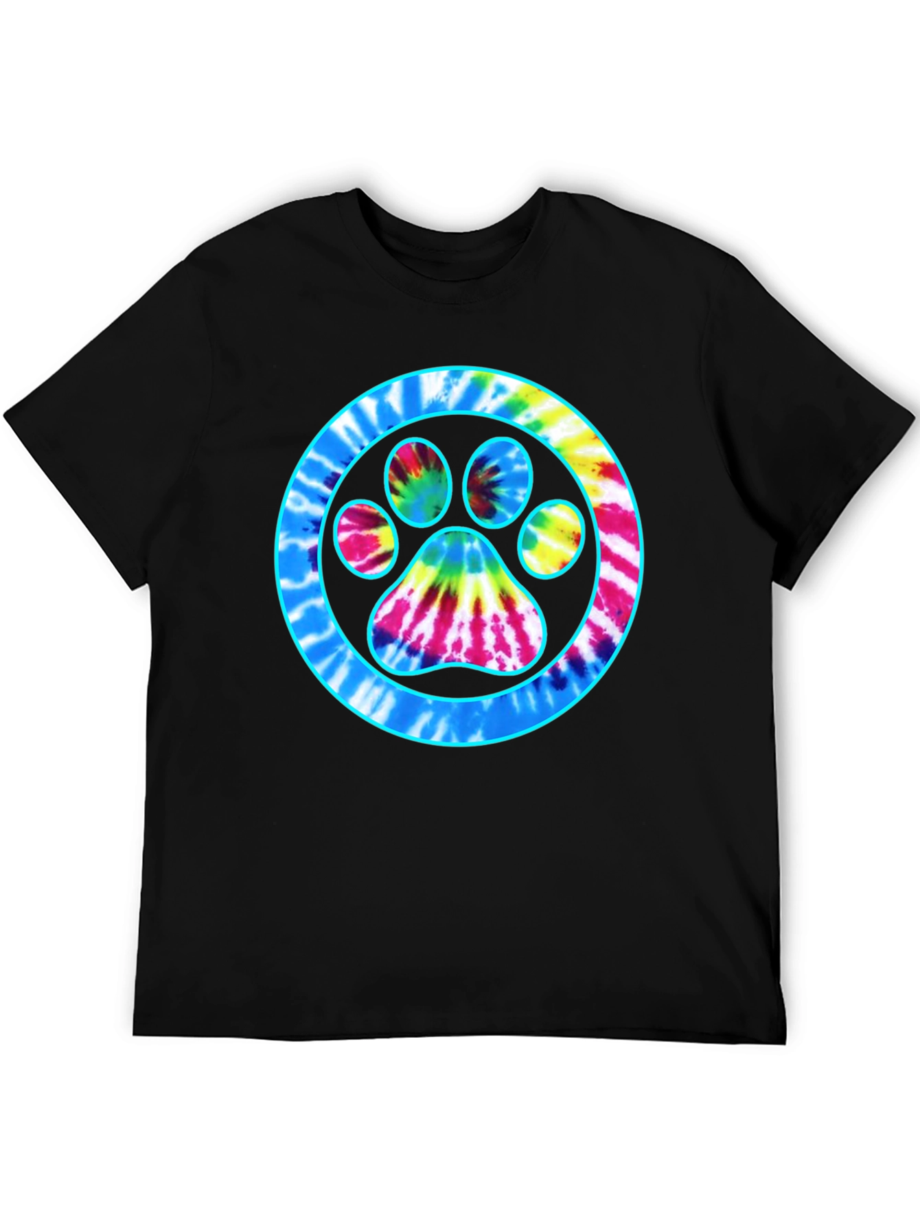 Tie-Dye Paw Print Graphic Tee - Casual Comfort