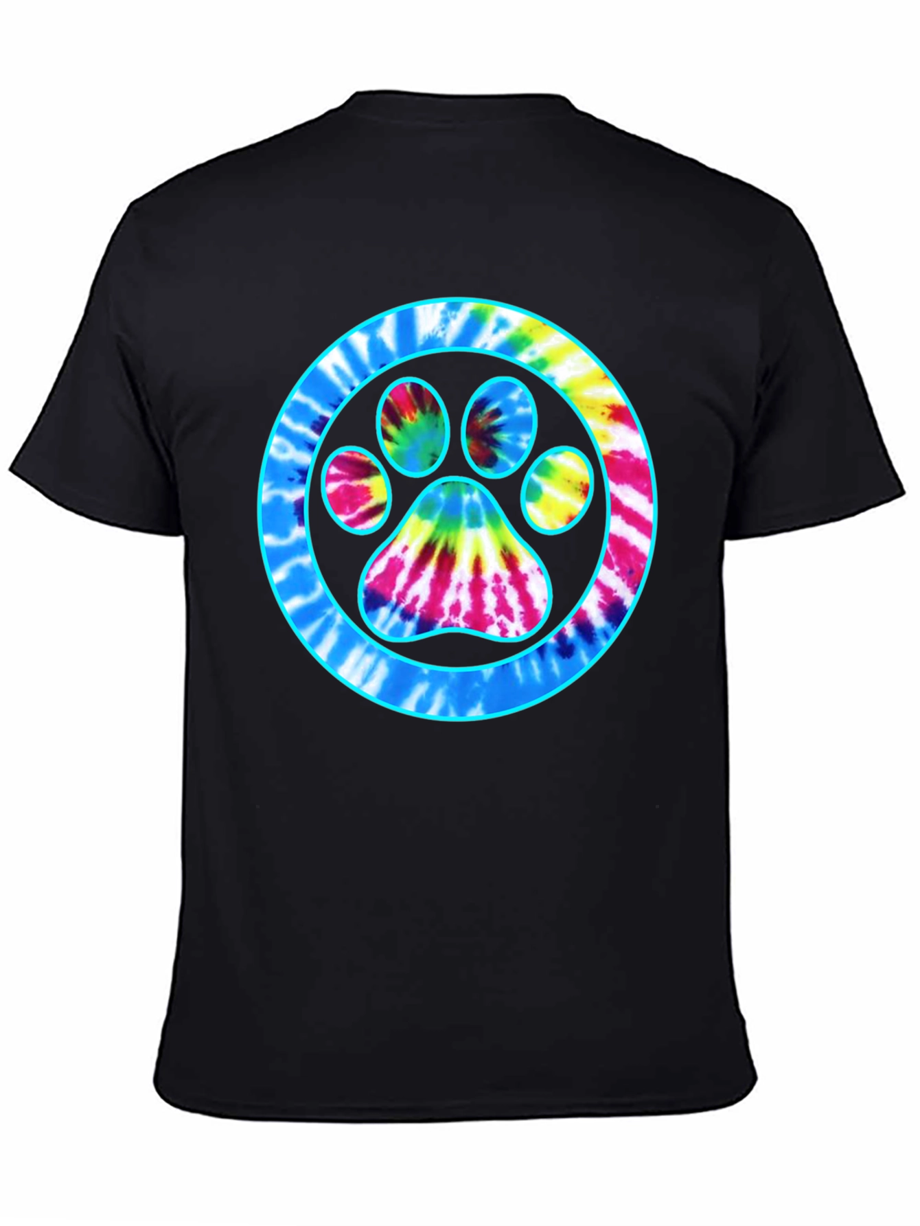 Tie-Dye Paw Print Graphic Tee - Casual Comfort