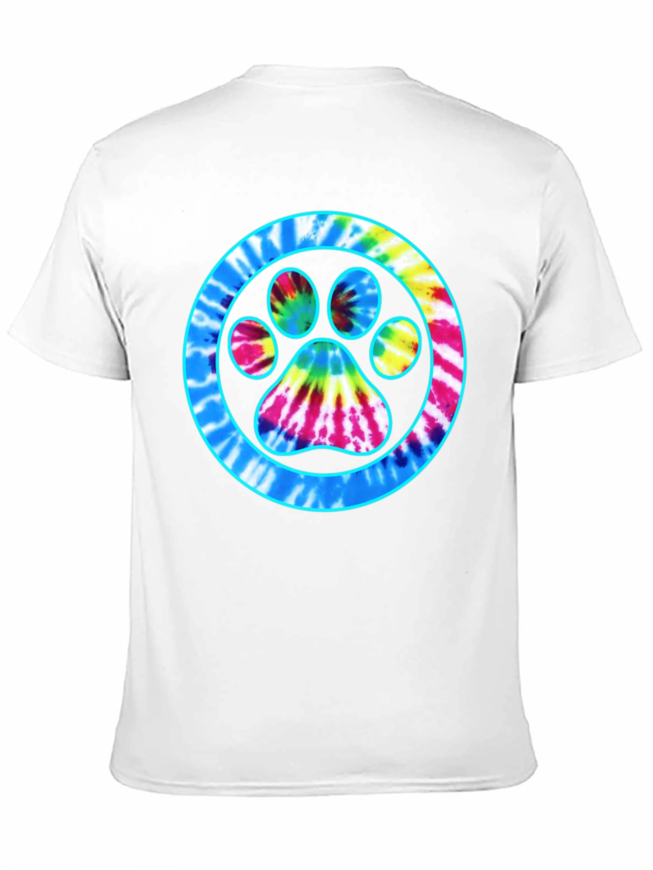 Tie-Dye Paw Print Graphic Tee - Casual Comfort