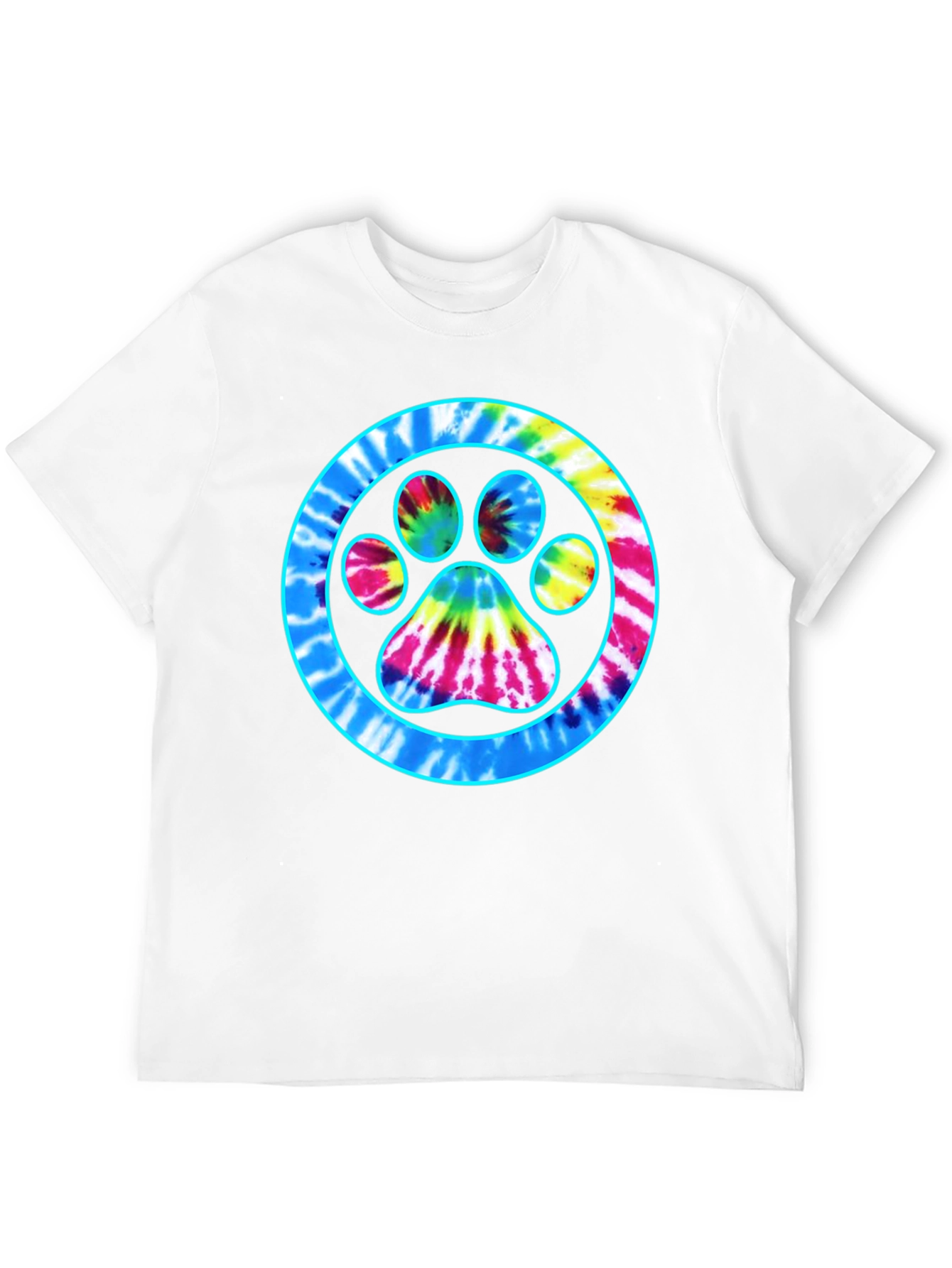 Tie-Dye Paw Print Graphic Tee - Casual Comfort